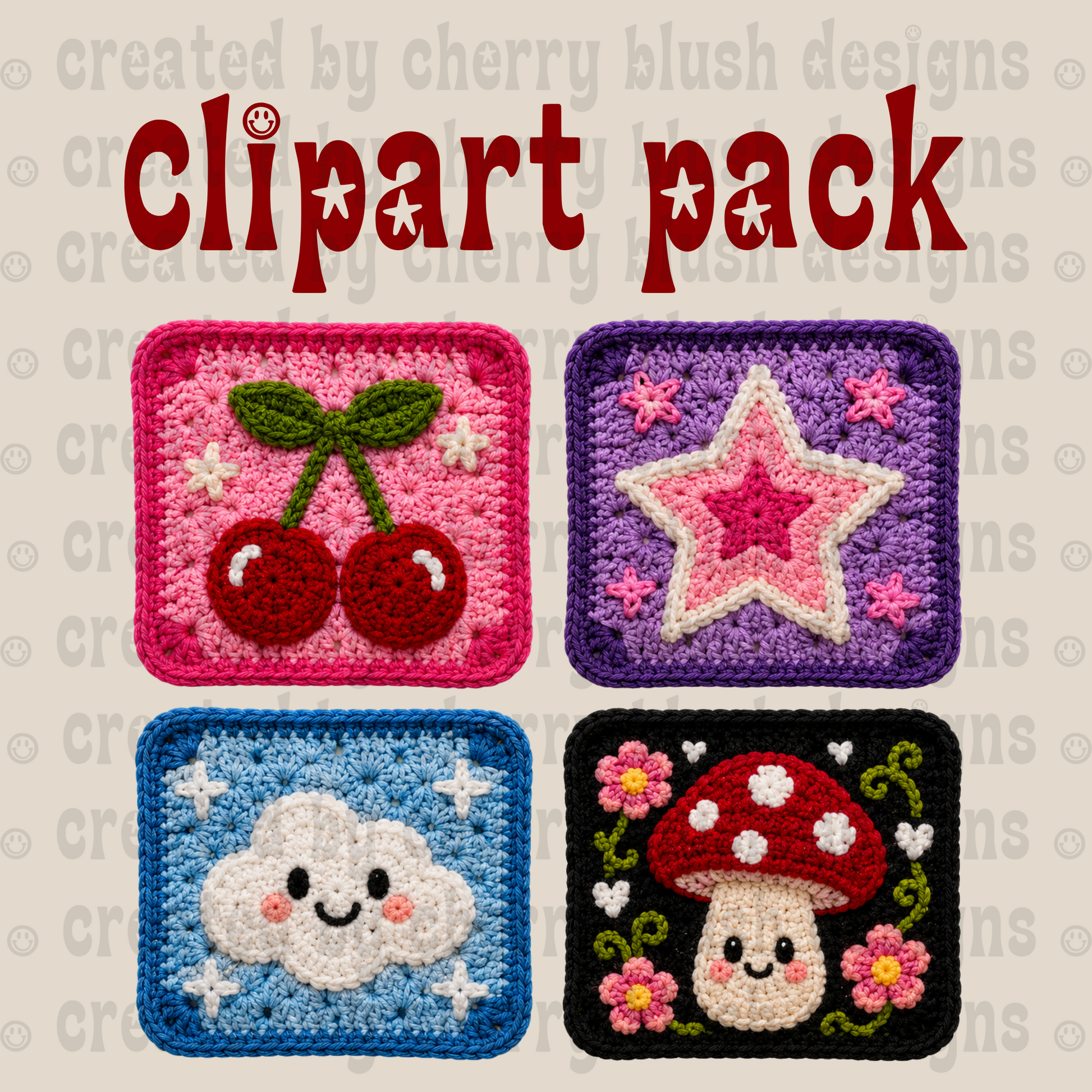 4 Pack Crochet Clip Art