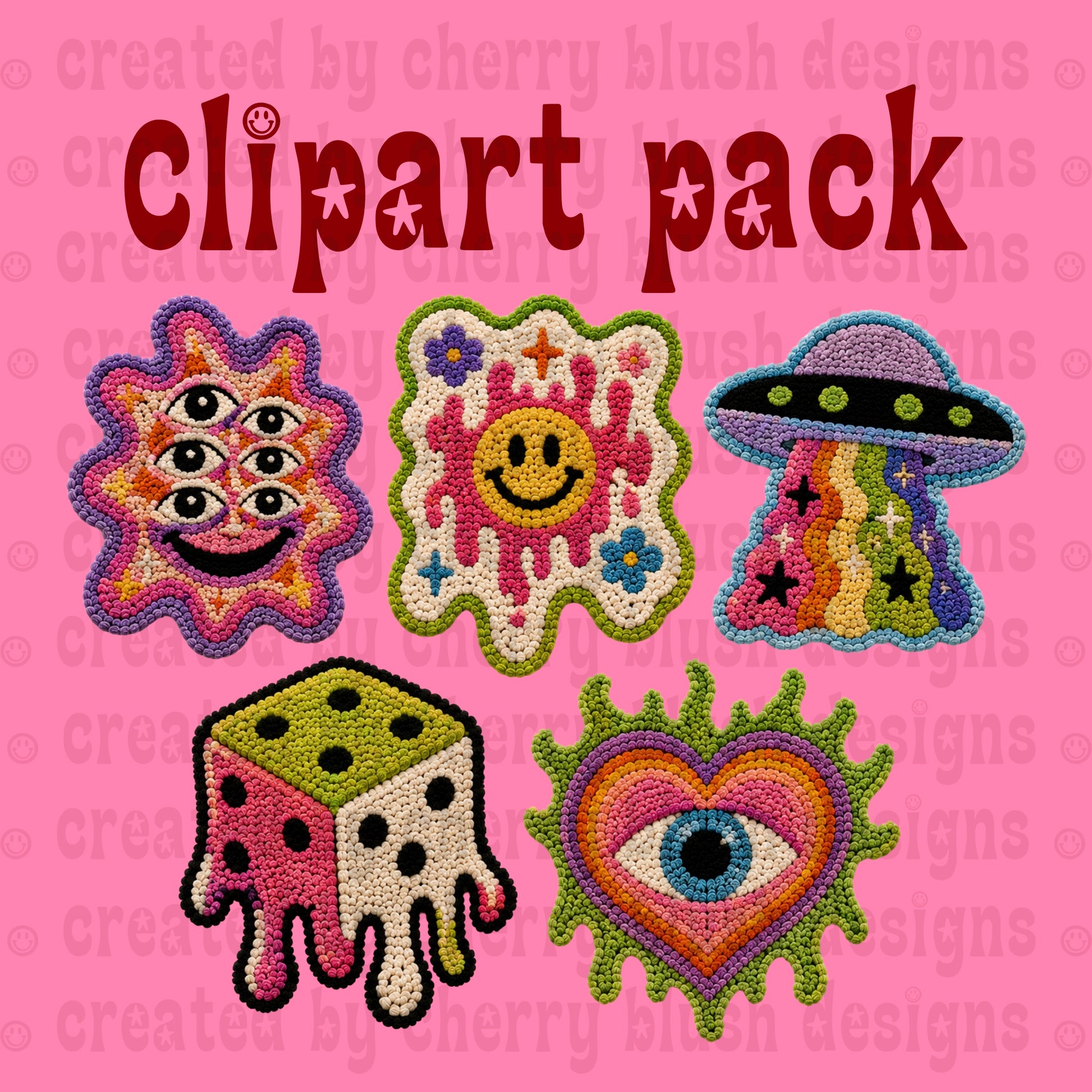 5 Pack Crochet Clip Art Pack