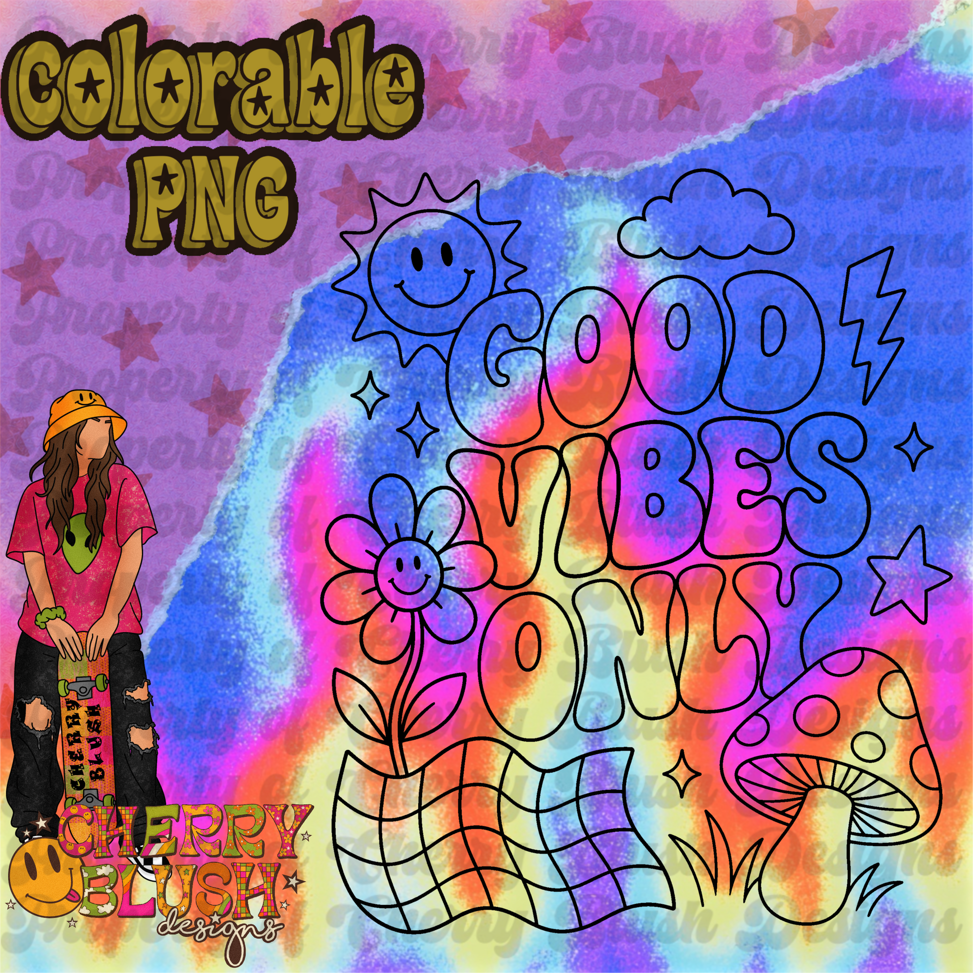 Good Vibes Only Colorable PNG