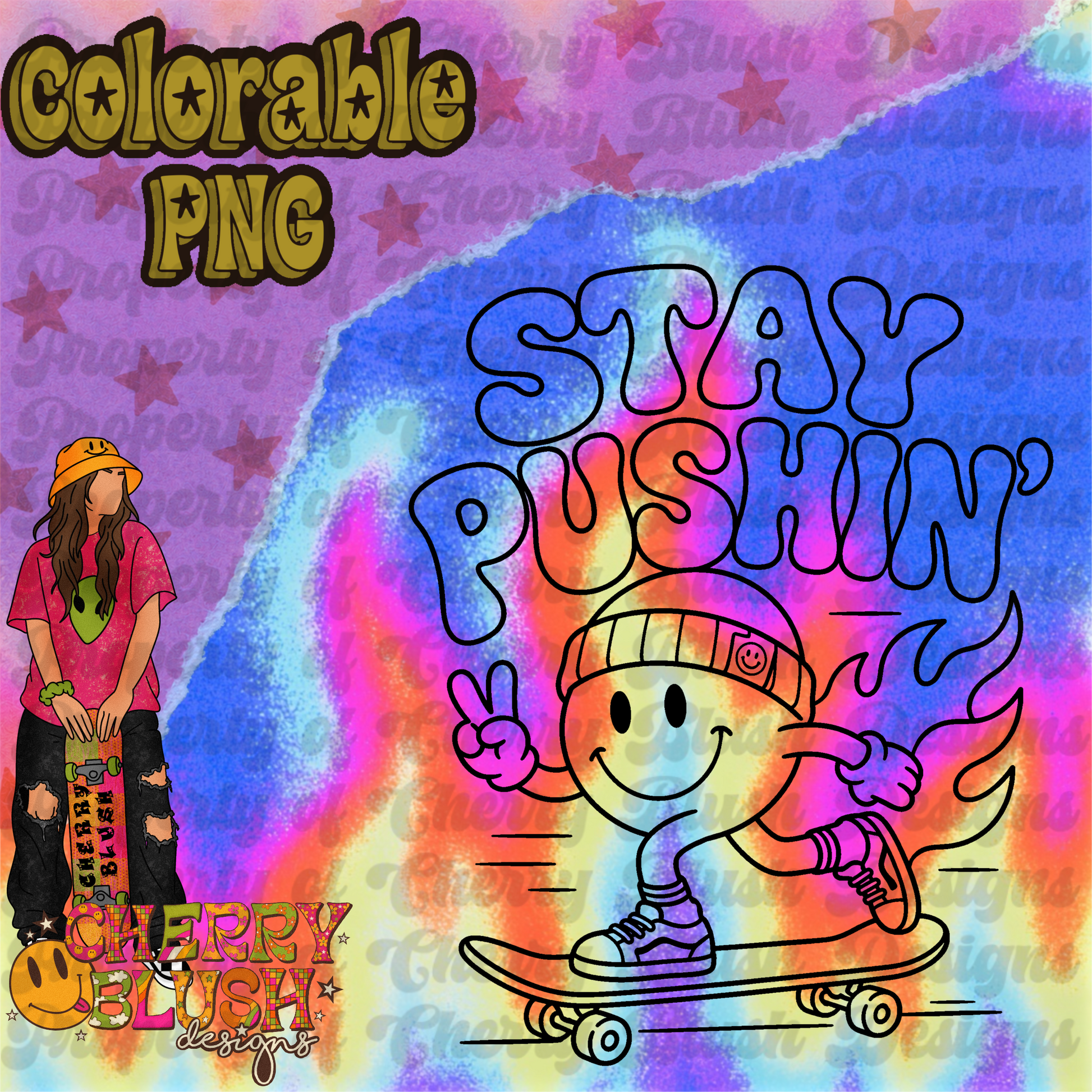 Stay Pushin' Colorable PNG