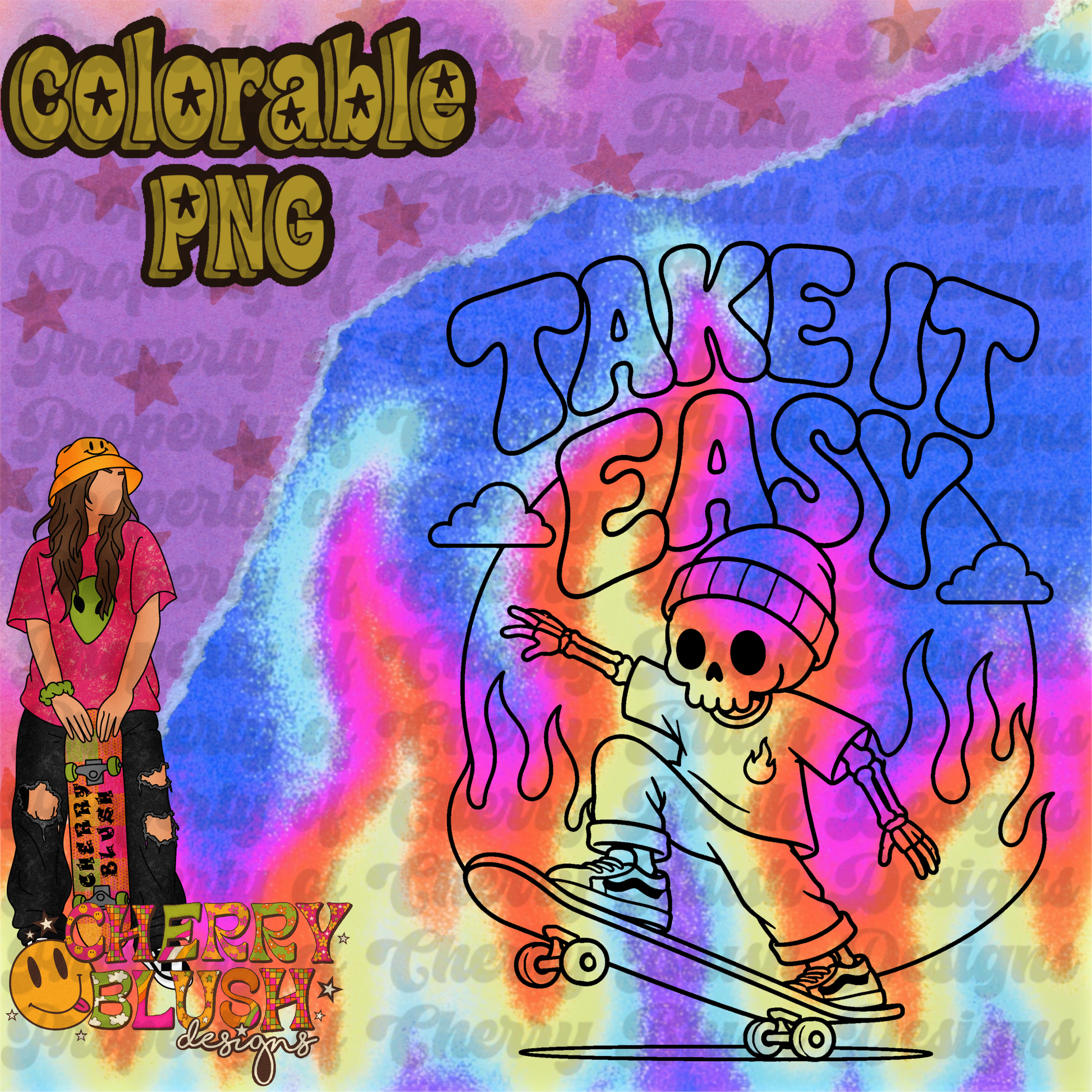 Take it Easy Colorable PNG