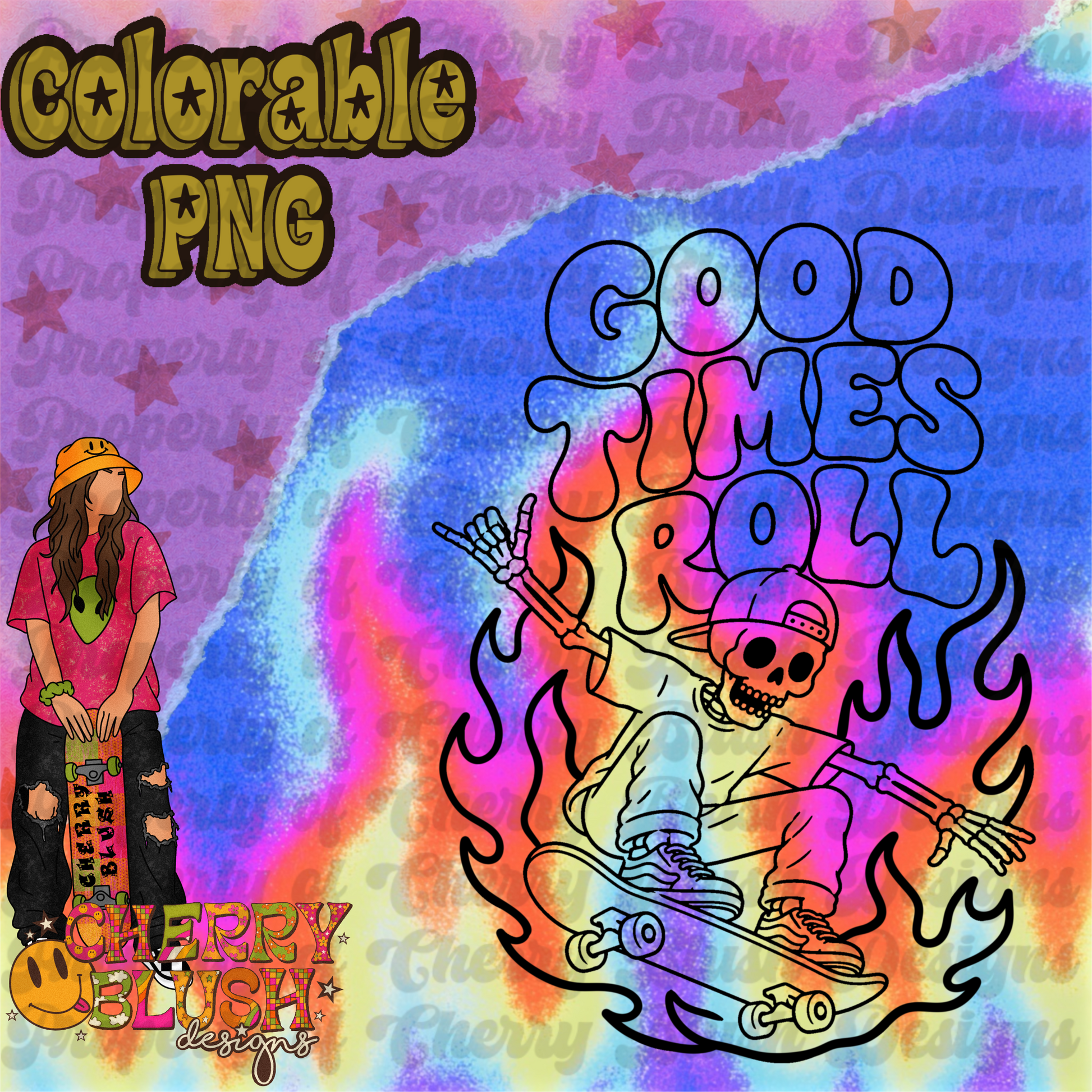 Good Times Roll Colorable PNG