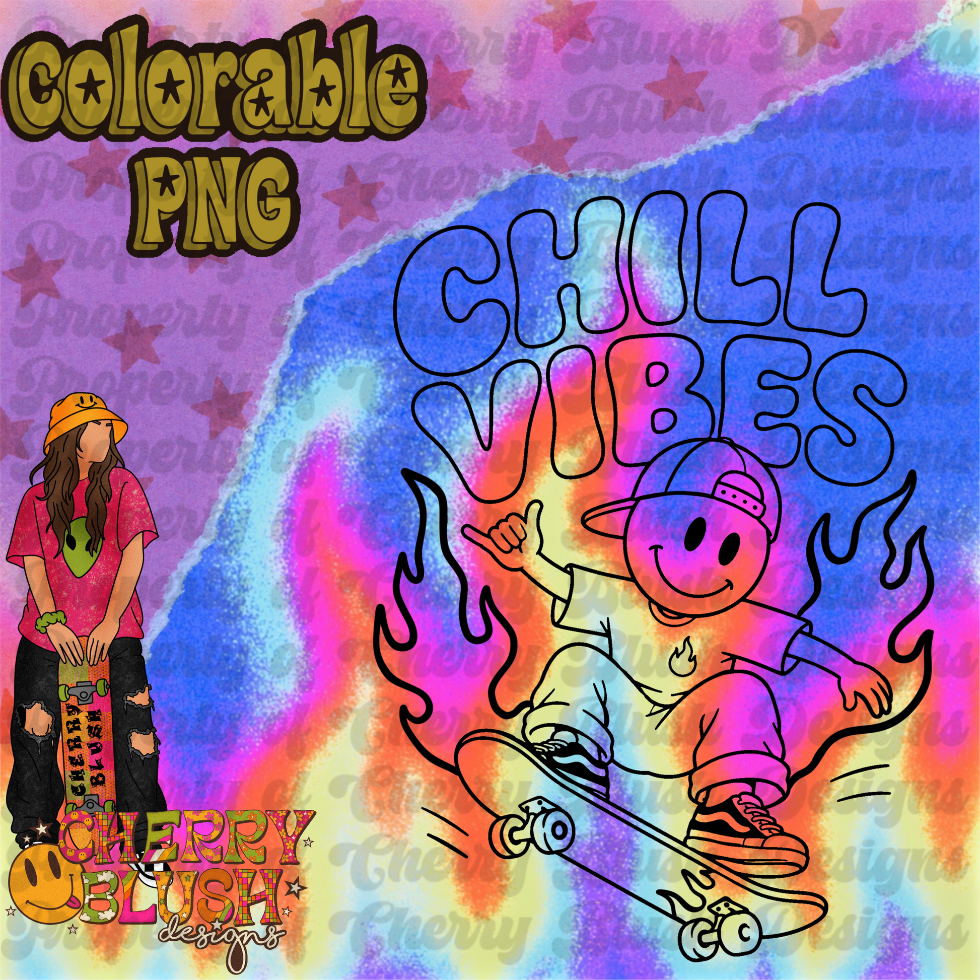 Chill Vibes Colorable PNG