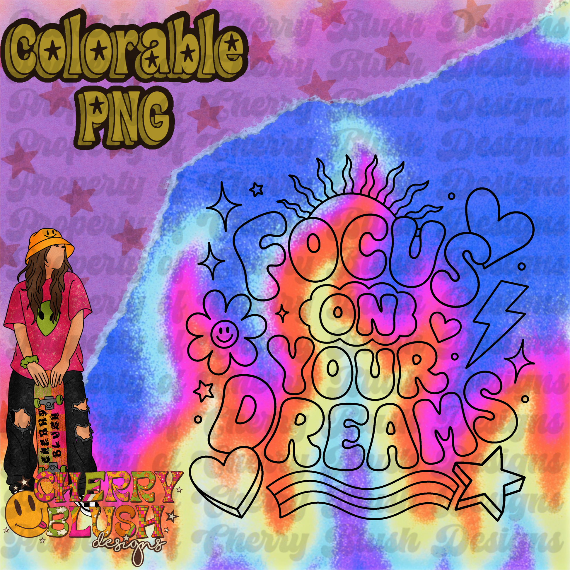 Focus on Your Dreams Colorable PNG