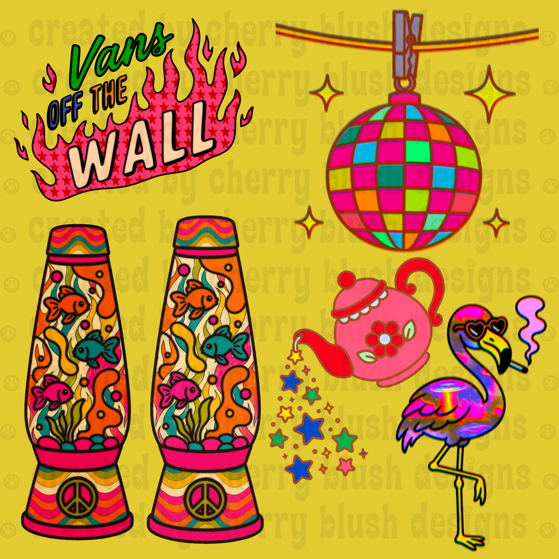 6 Pack Groovy Clip Art
