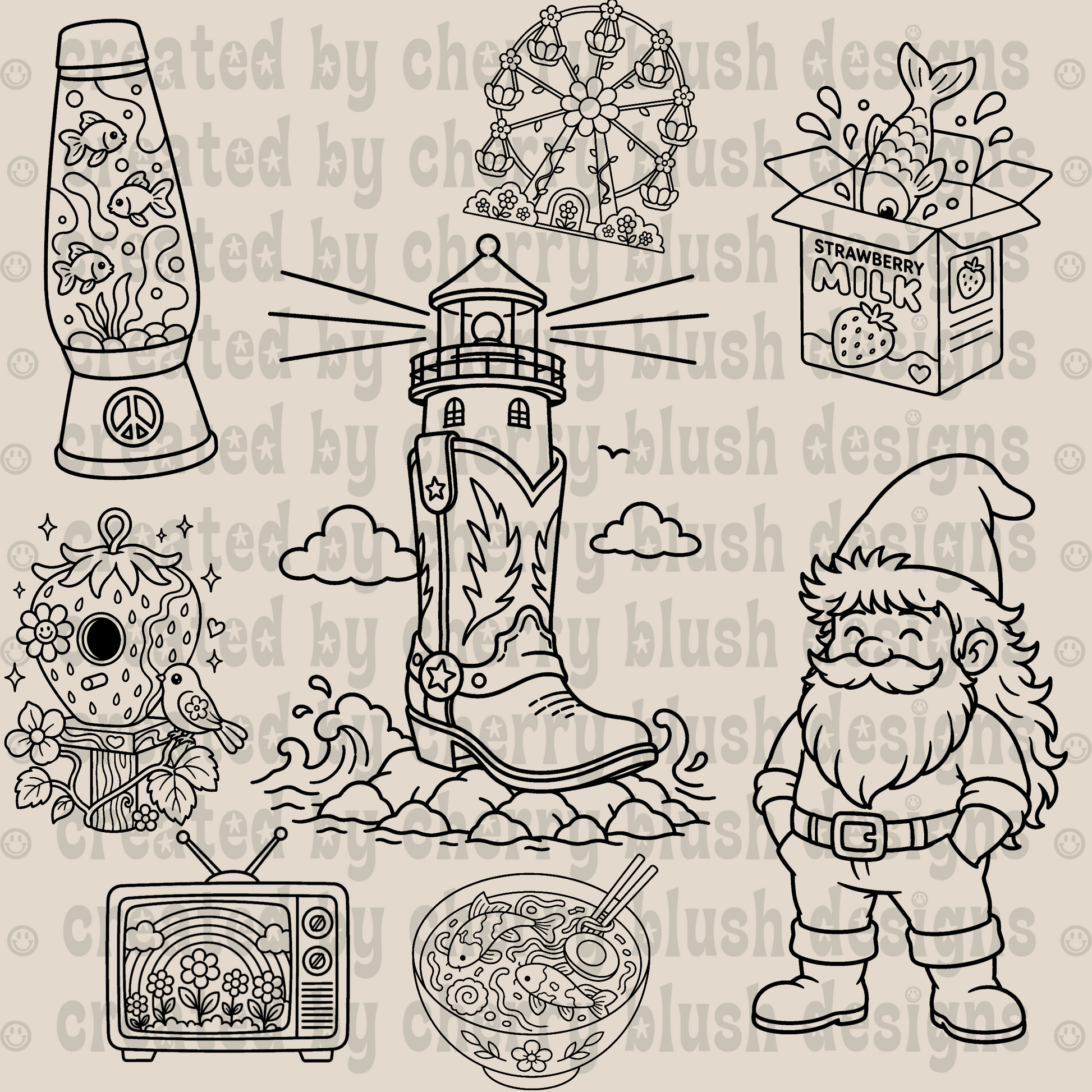 Whimsical Everything Line Art Bundle
