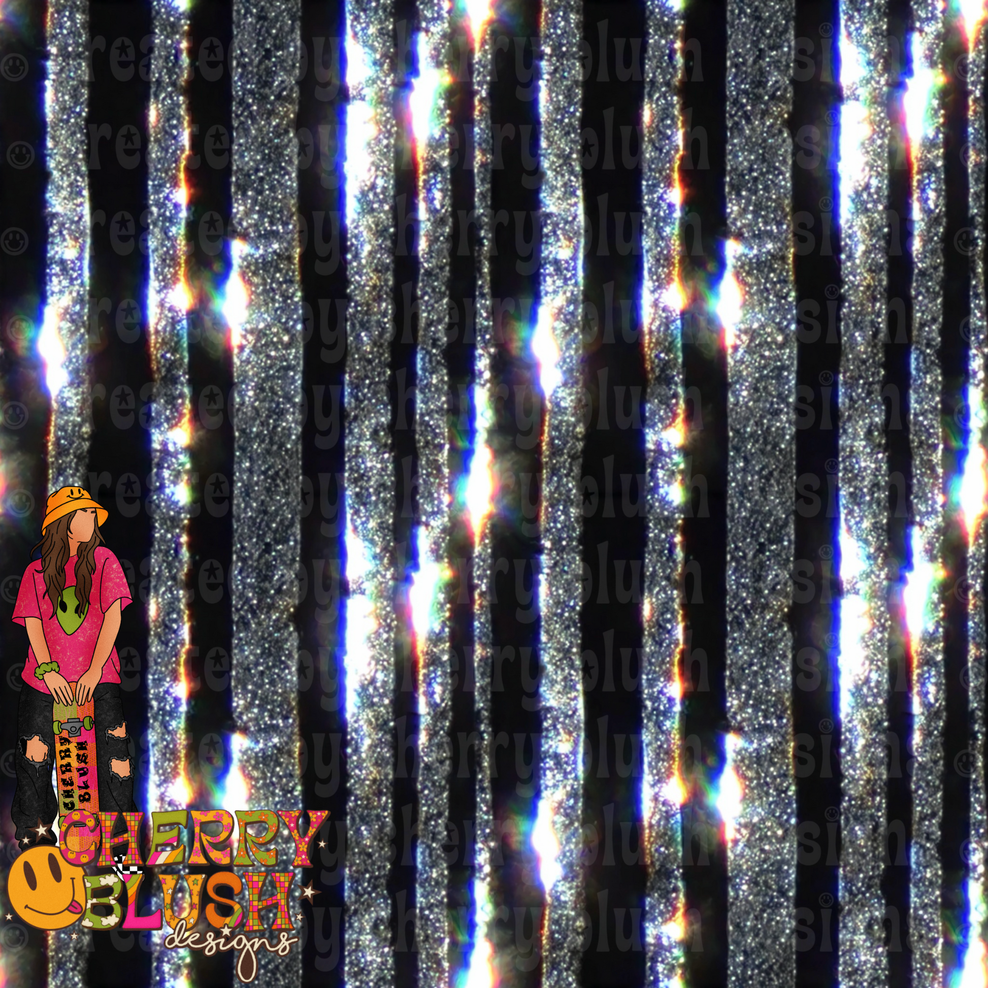 Silver Glitter Stripe Seamless PNG | Luxury Metallic Digital Paper