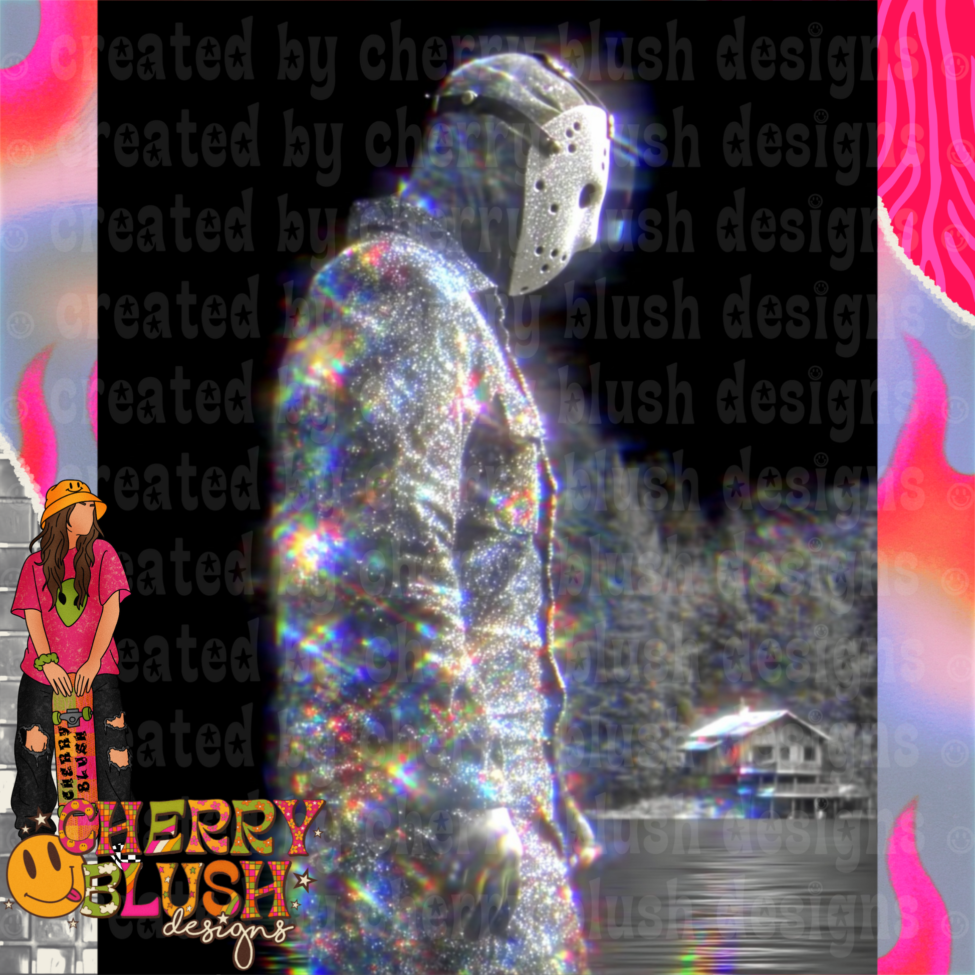 Crystal Hockey Mask Figure PNG | Slasher Inspired Digital Download