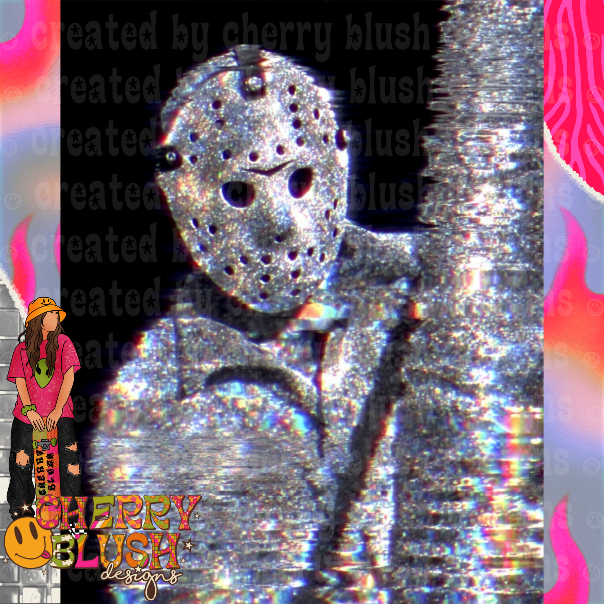 Crystal Hockey Mask Reflection PNG | Dark Aesthetic Digital Design