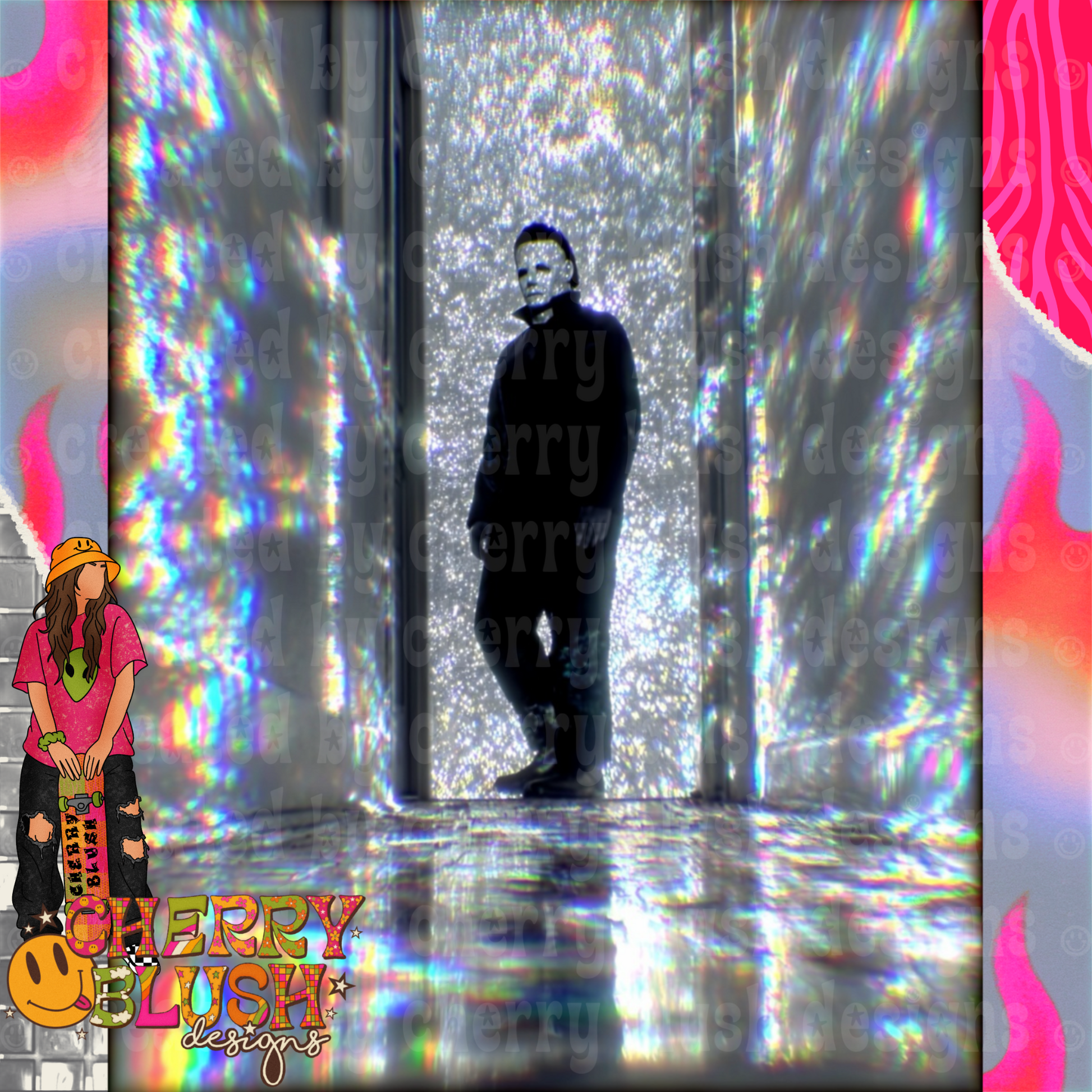 Dark Hallway Figure PNG | Glitter Horror Aesthetic Digital Download