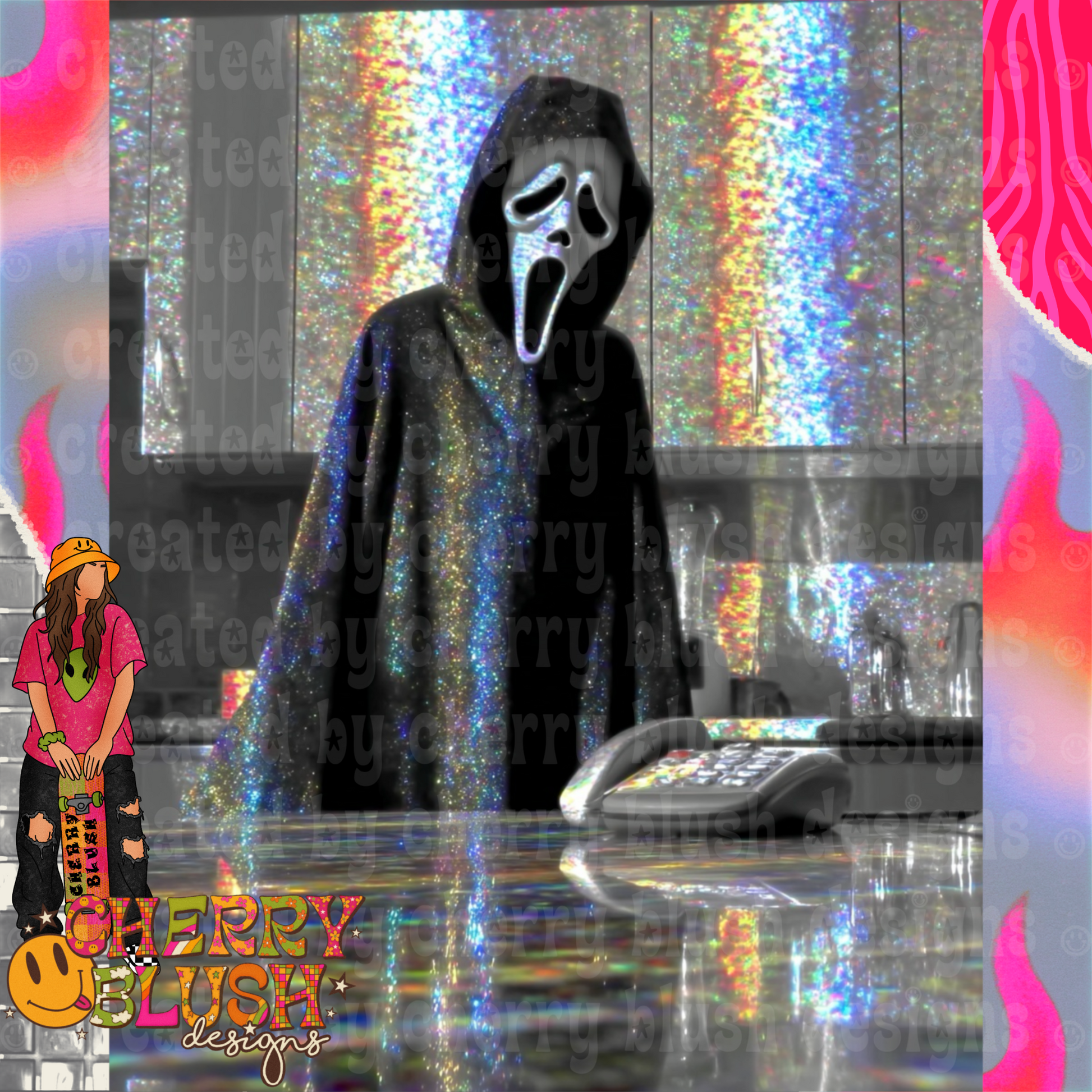 Glitter Ghost Figure PNG | Dark Horror Inspired PNG