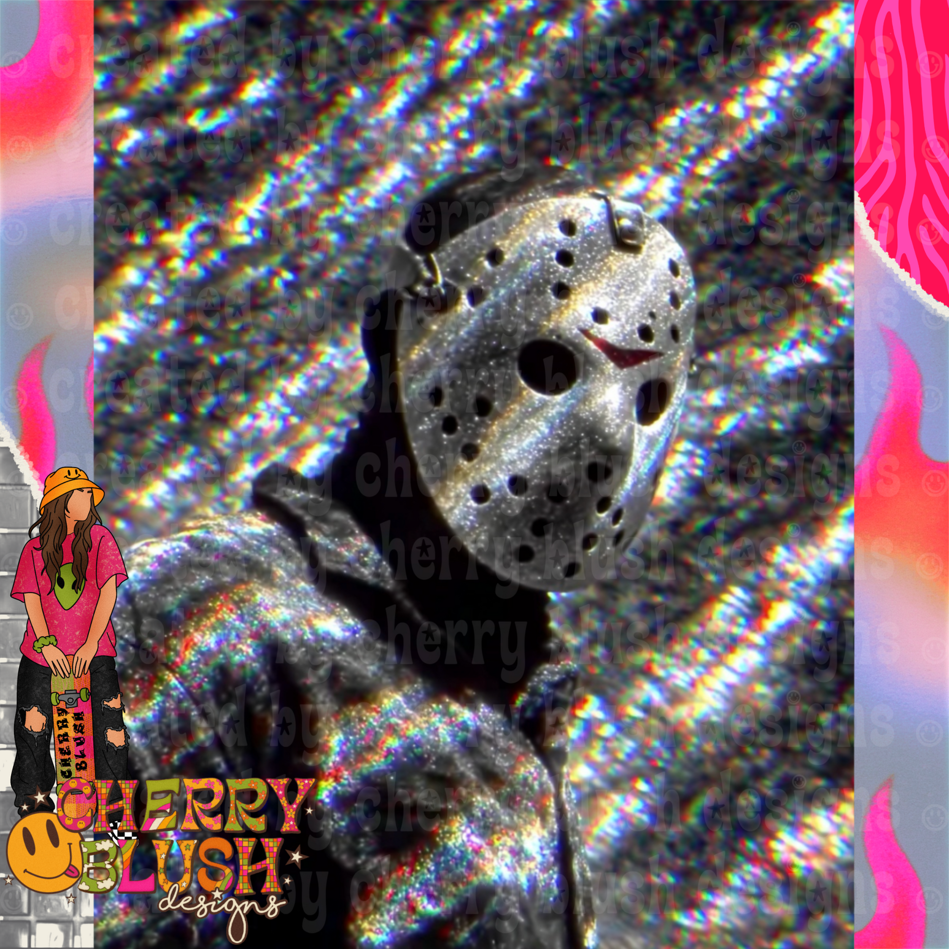 Crystal Hockey Mask Close-Up PNG | Glitter Slasher Aesthetic