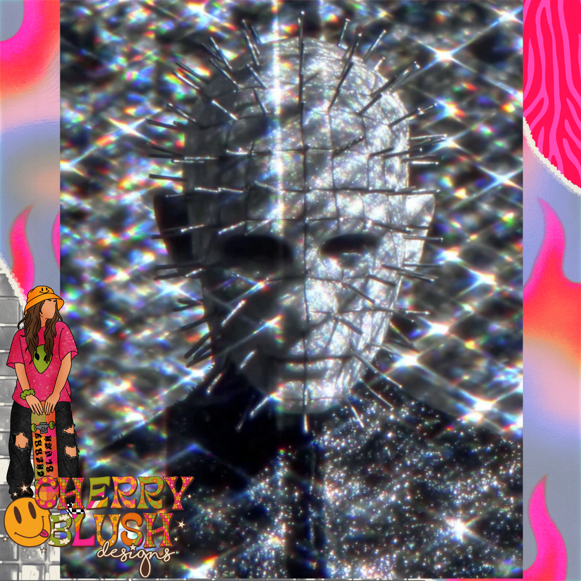 Crystal Pin Face Portrait PNG | Dark Gothic Glitter PNG