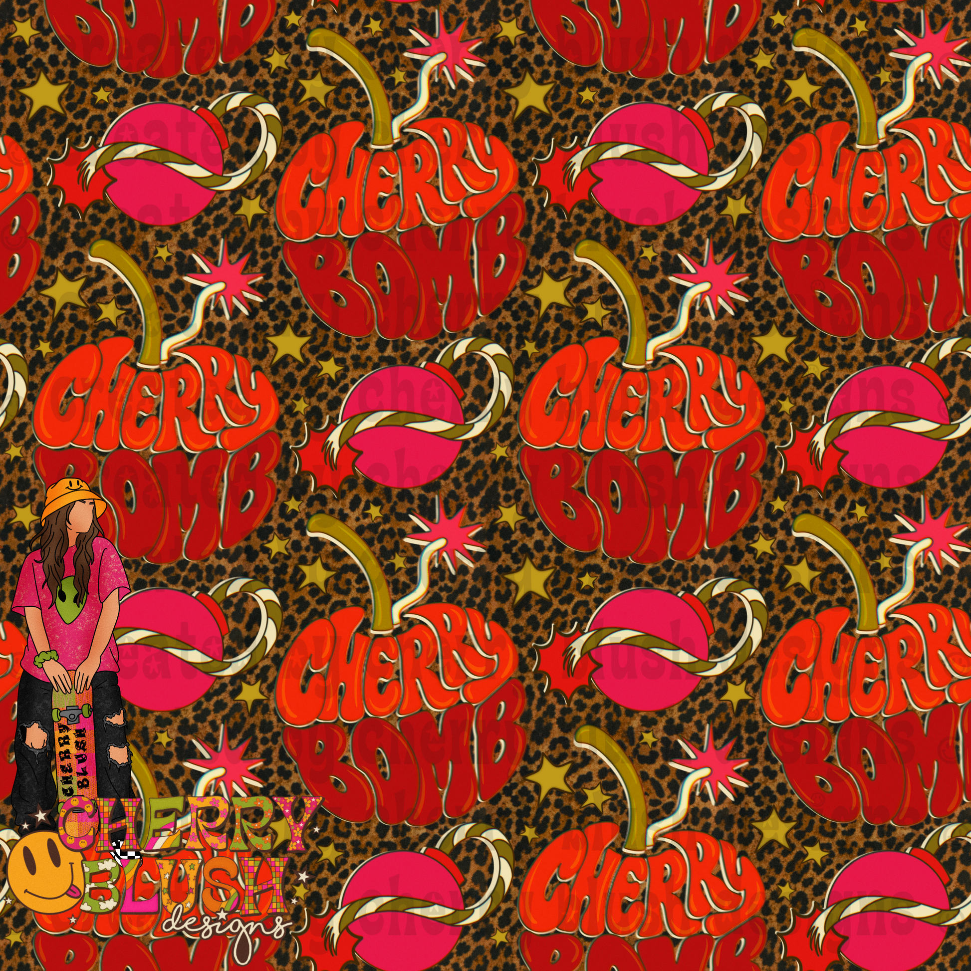 Cherry Bomb Seamless Design | Retro Cherry Graphic