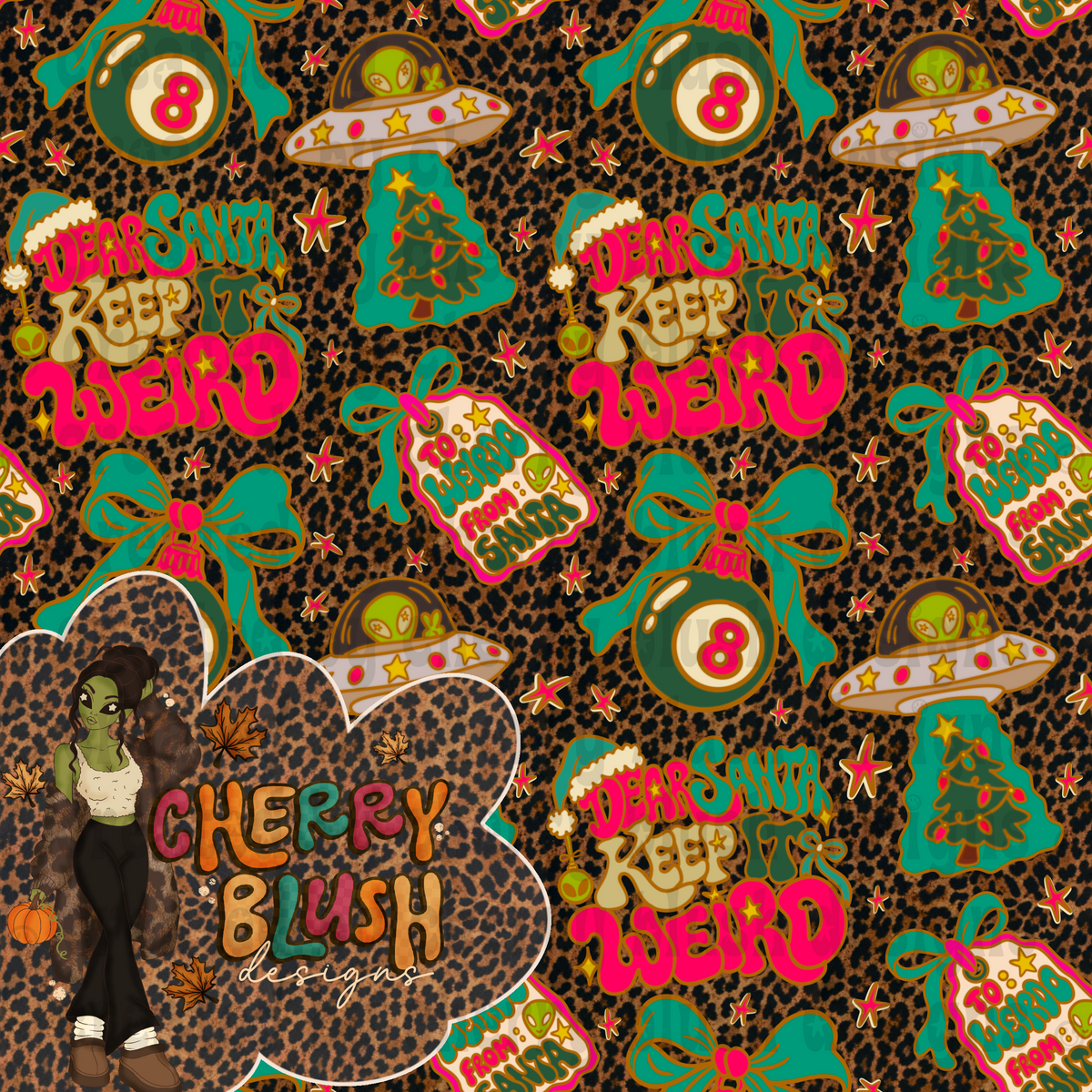 Weird Christmas Seamless | Retro Christmas Alien Seamless | Christmas UFO | Holiday Seamless Pattern