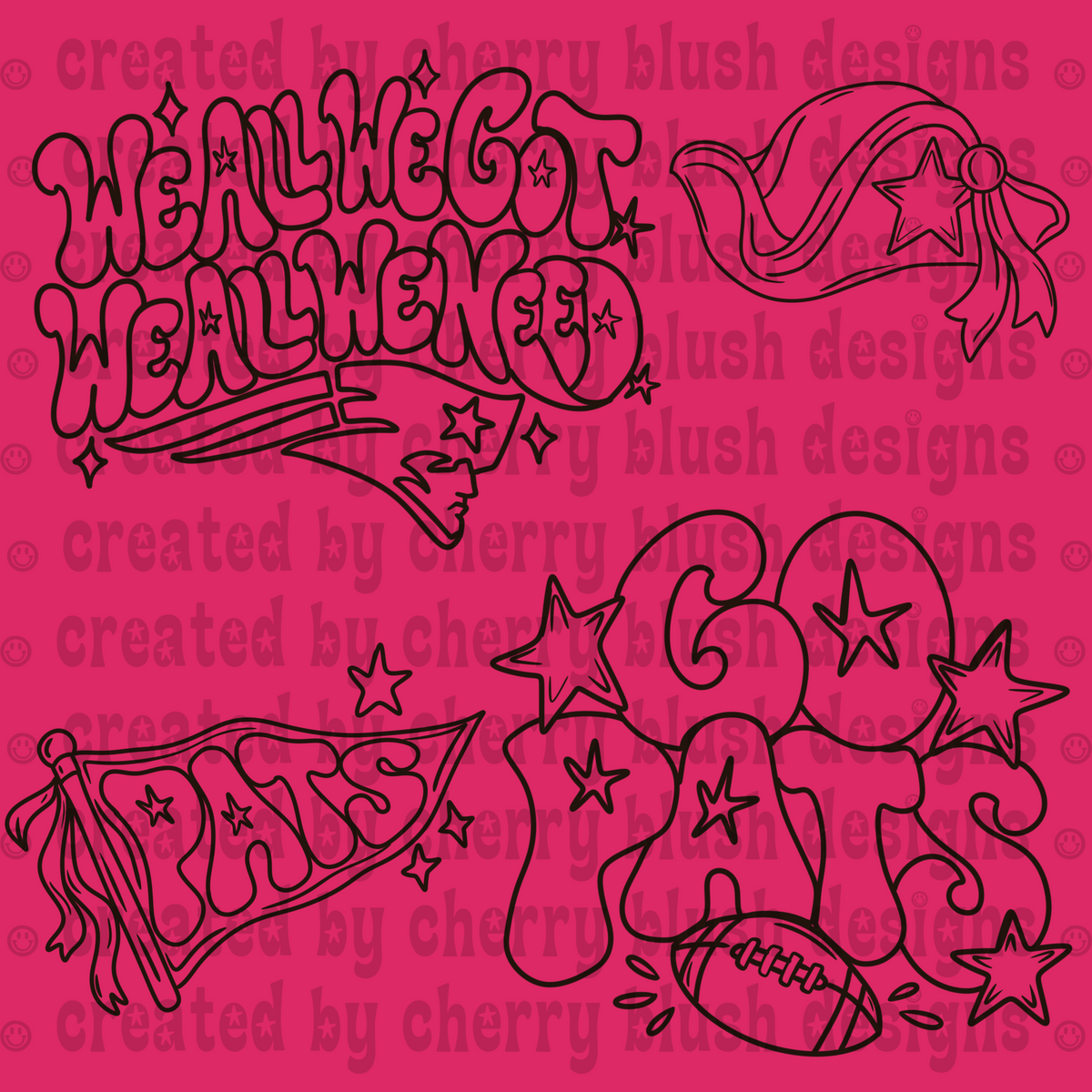 Football Outline PNG | New England Inspired Clip Art | Game Day Girly | Football Digital Design