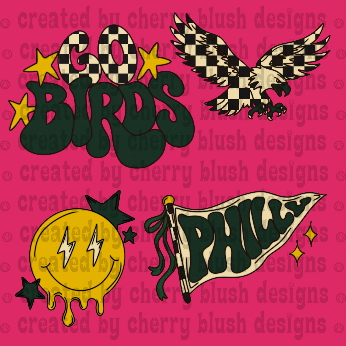 Football Clip Art PNG | GO BIRDS Game Day Clipart | Girly Football Digital Graphics | Team Inspired