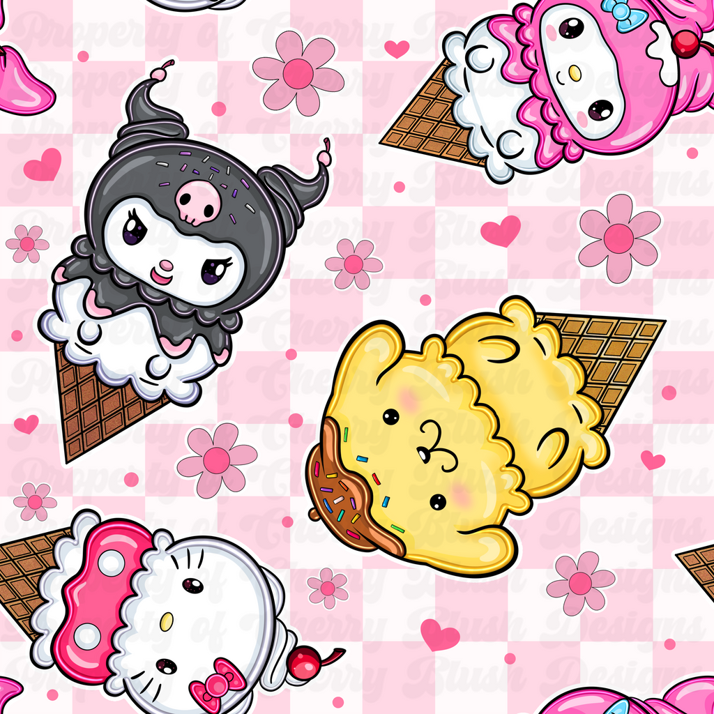 Scoops of Cute – Dessert Cone Character Seamless Design