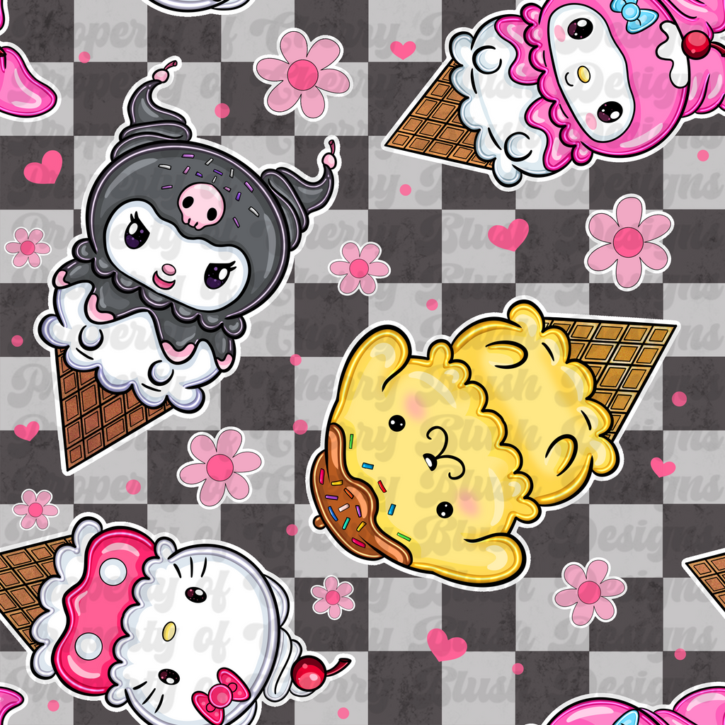 Scoops of Cute – Dessert Cone Character Seamless Design
