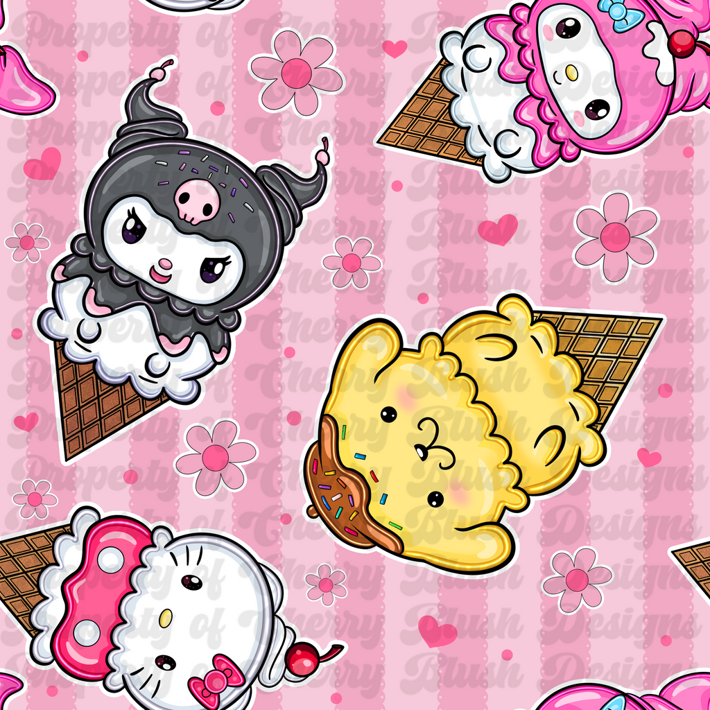 Scoops of Cute – Dessert Cone Character Seamless Design