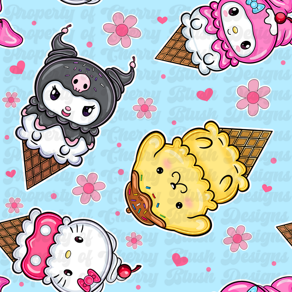 Scoops of Cute – Dessert Cone Character Seamless Design