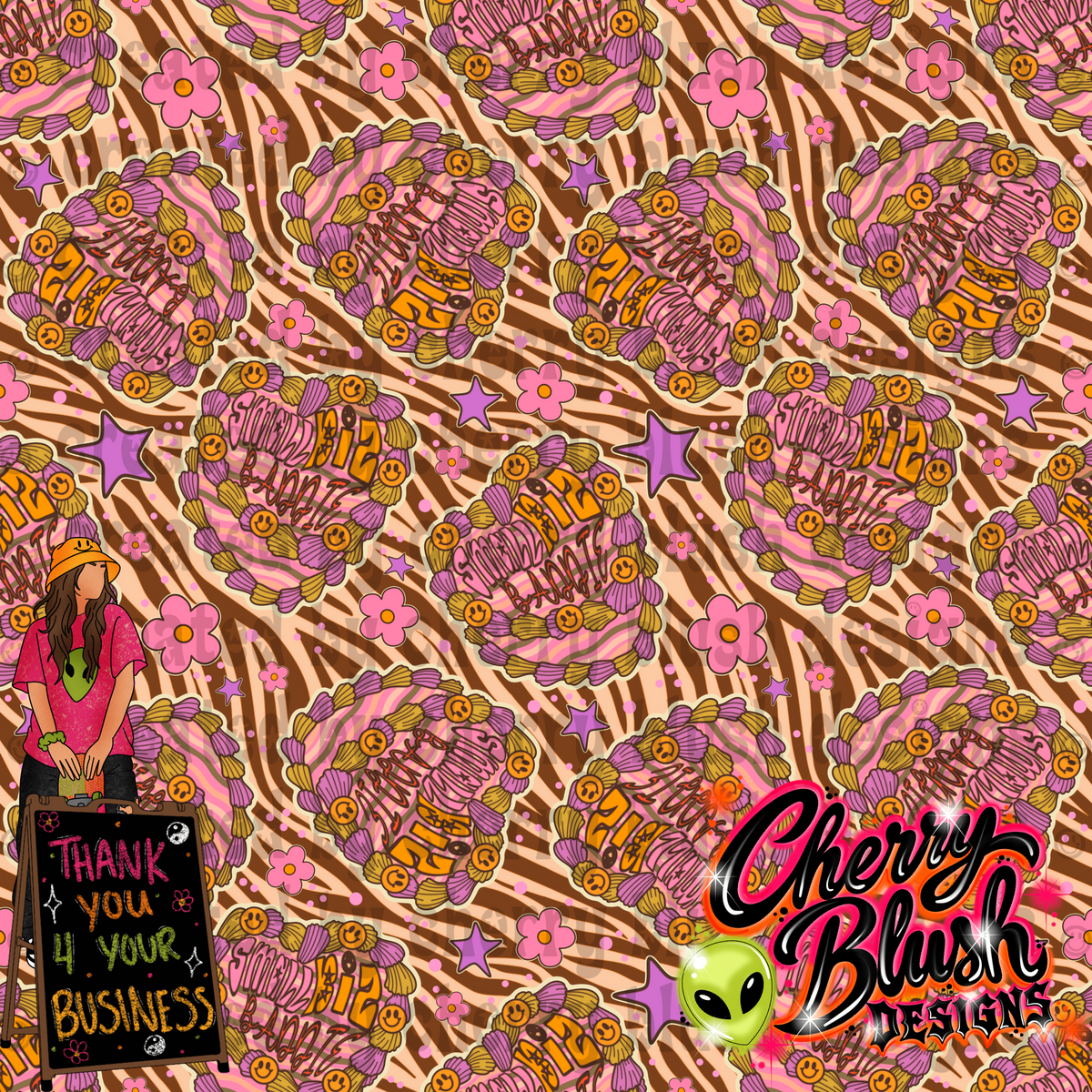 Small Biz Baddie Seamless Pattern | Small Business Owner & Digital Designer | Groovy Leopard Digital Paper | Retro Seamless Design