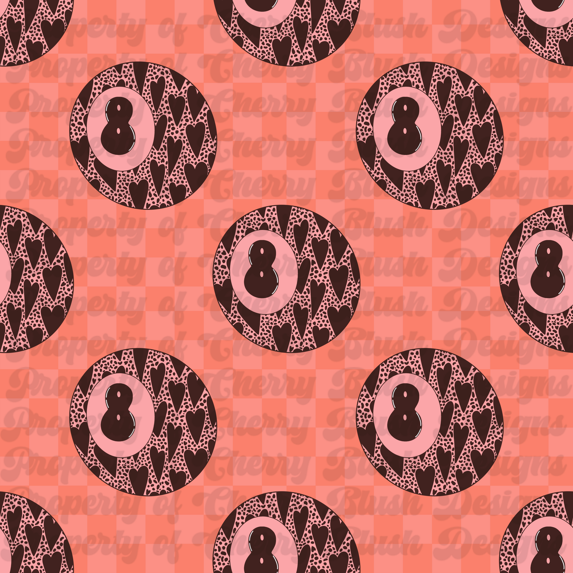 Retro 8-Ball Valentine Seamless Pattern | CBD x RGH collab