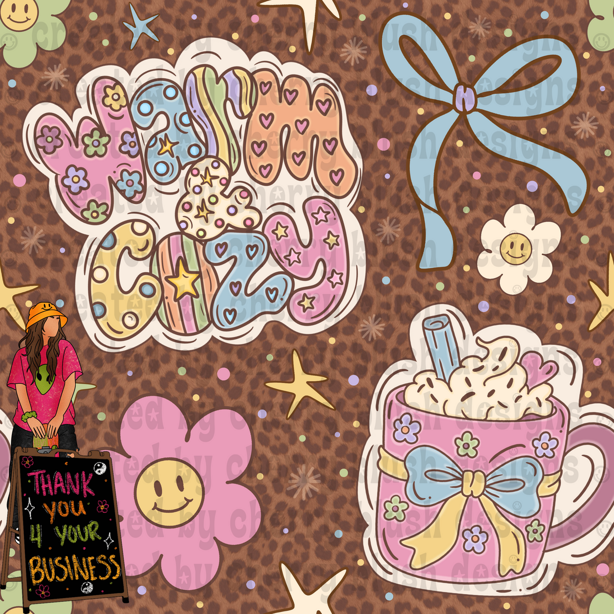 Warm and Cozy Coffee Seamless | Groovy Seamless Digital Design