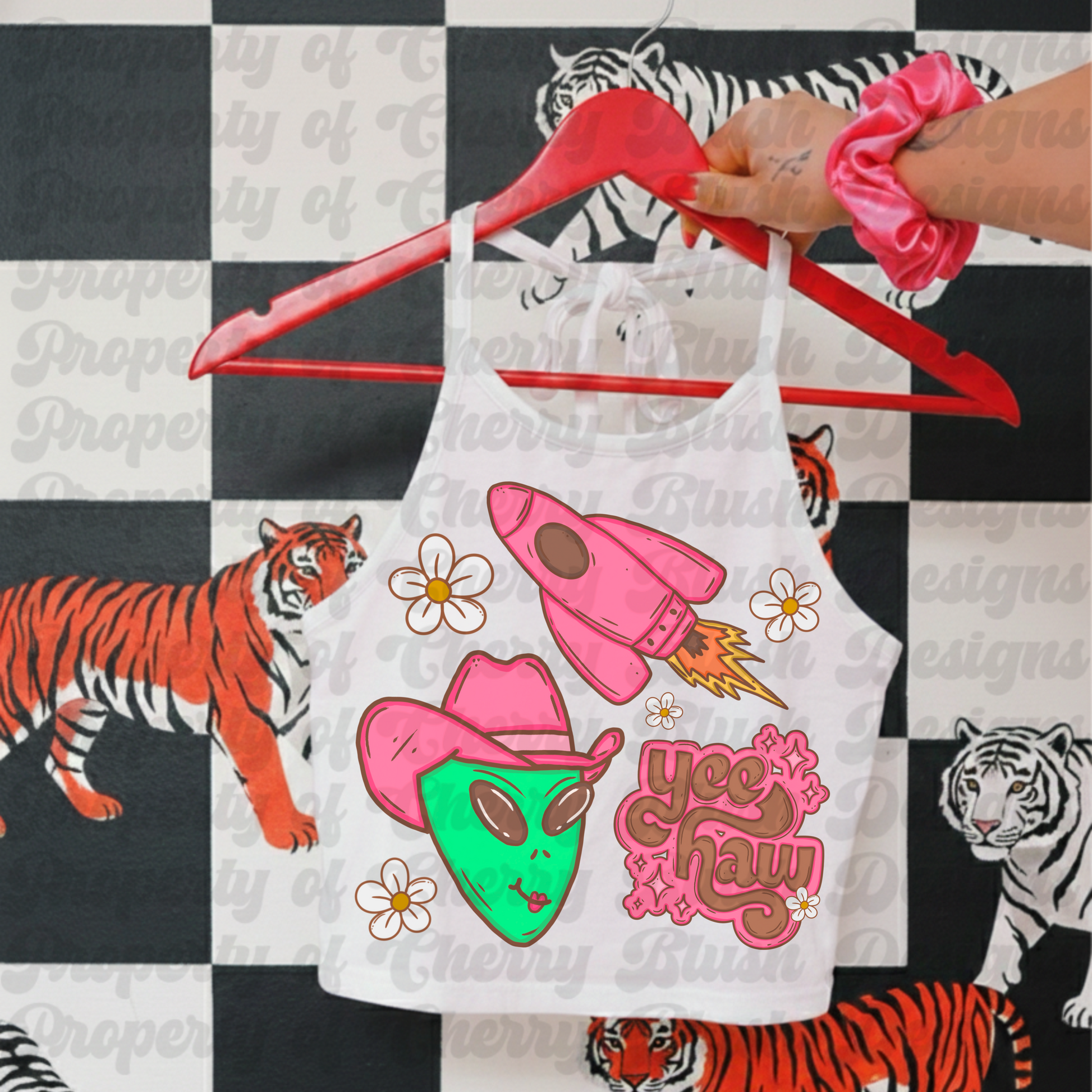 Yee Haw Alien PNG | Pink Rocket Western Sublimation Design Download