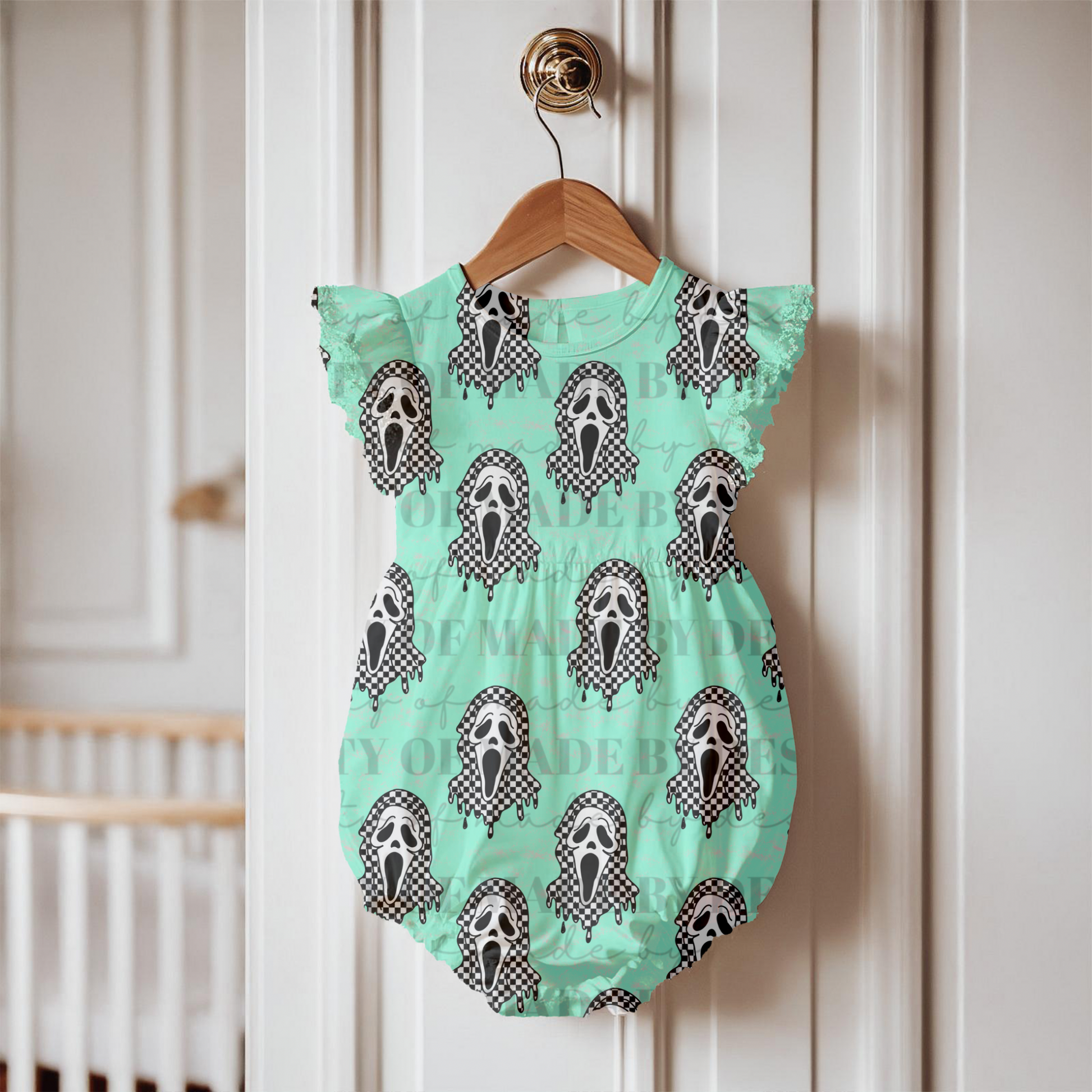 Checkerboard Drippy Ghost Seamless PNG