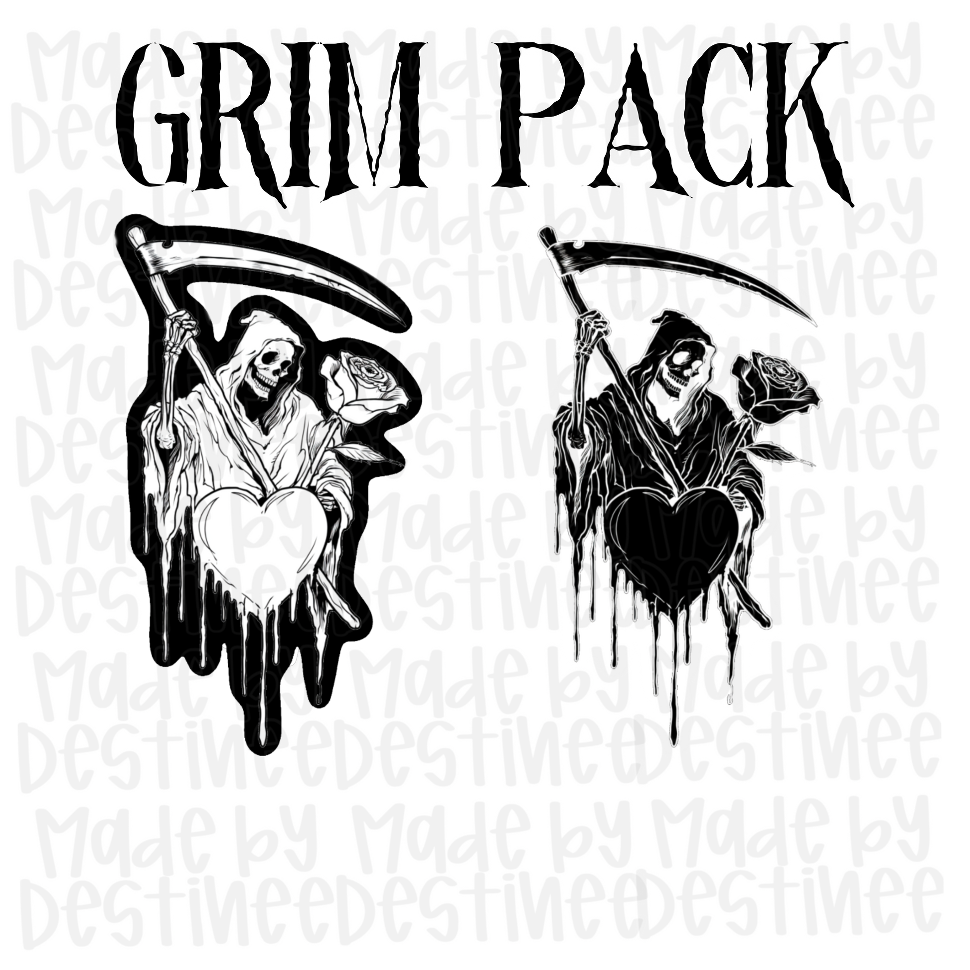 🖤 Grim Pack – Grim Reaper Drip Clipart Set (Transparent PNG) 🖤