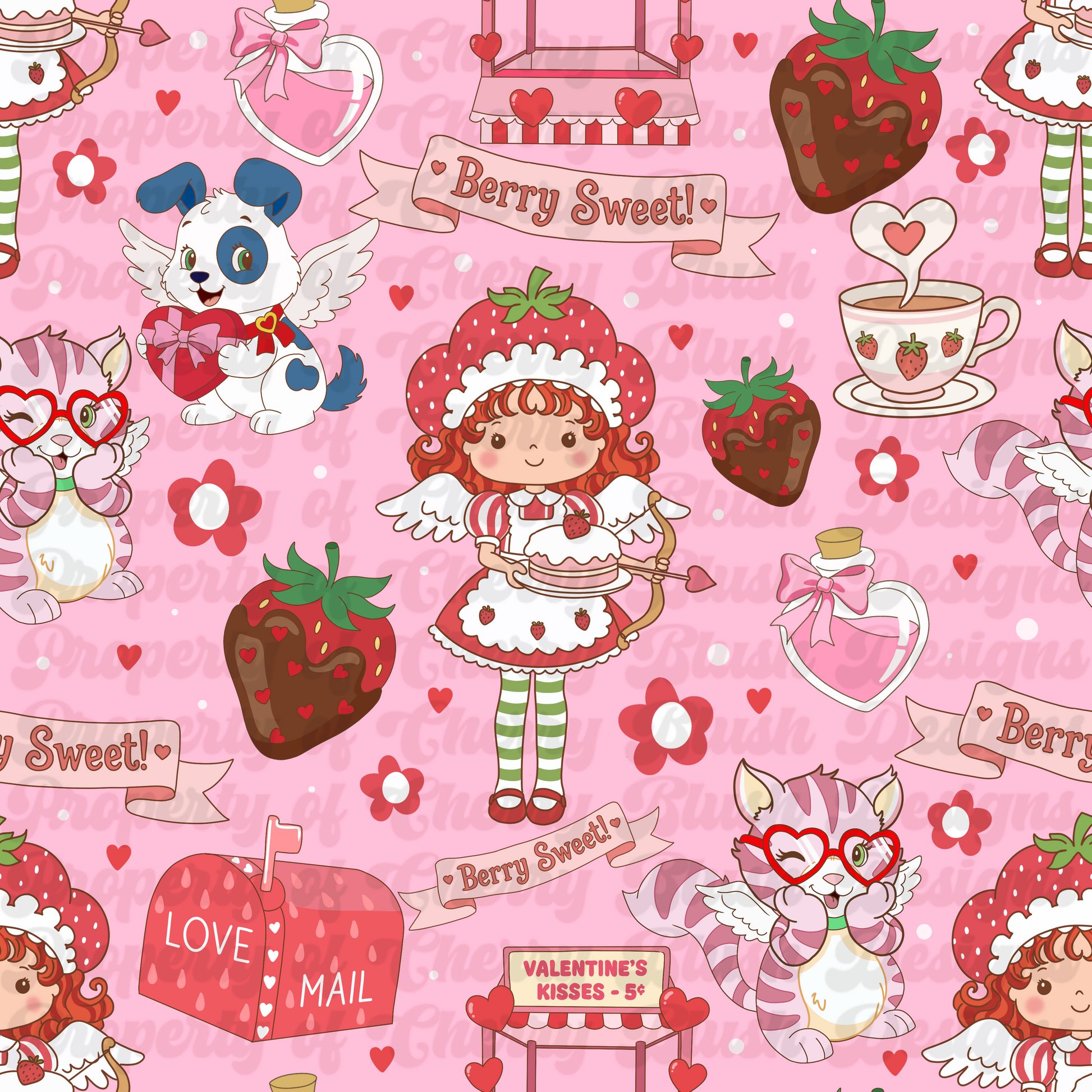 Berry Sweet Valentine Seamless Pattern