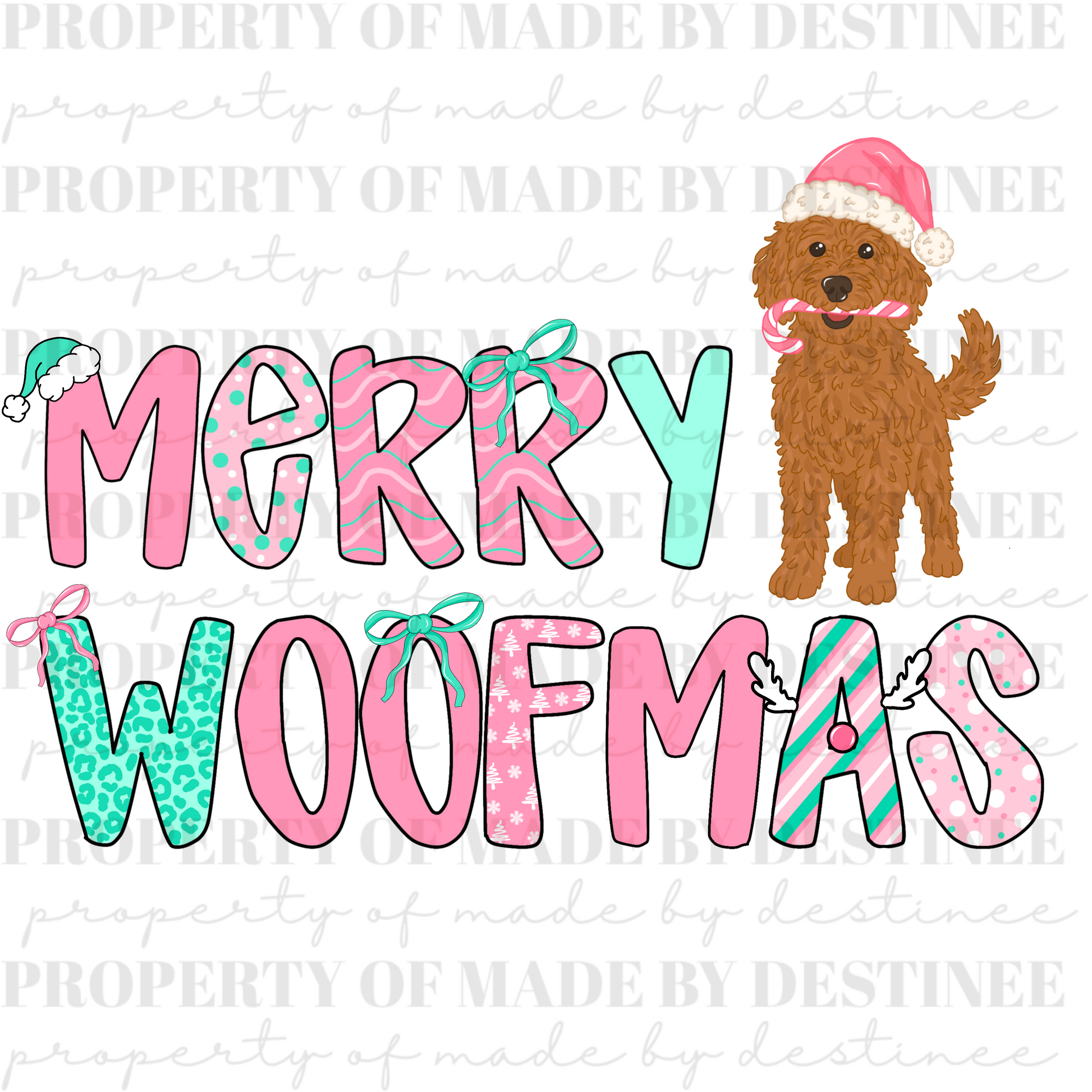 Merry Woofmas PNG | Christmas Dog Sublimation Design | Cute Doodle Puppy Holiday Digital Download
