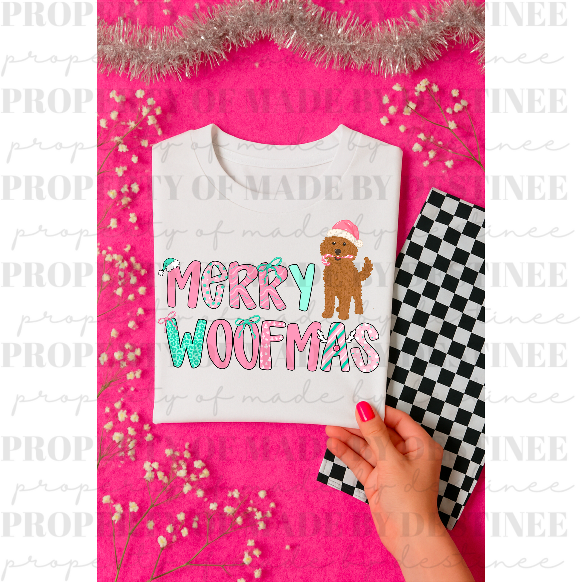 Merry Woofmas PNG | Christmas Dog Sublimation Design | Cute Doodle Puppy Holiday Digital Download