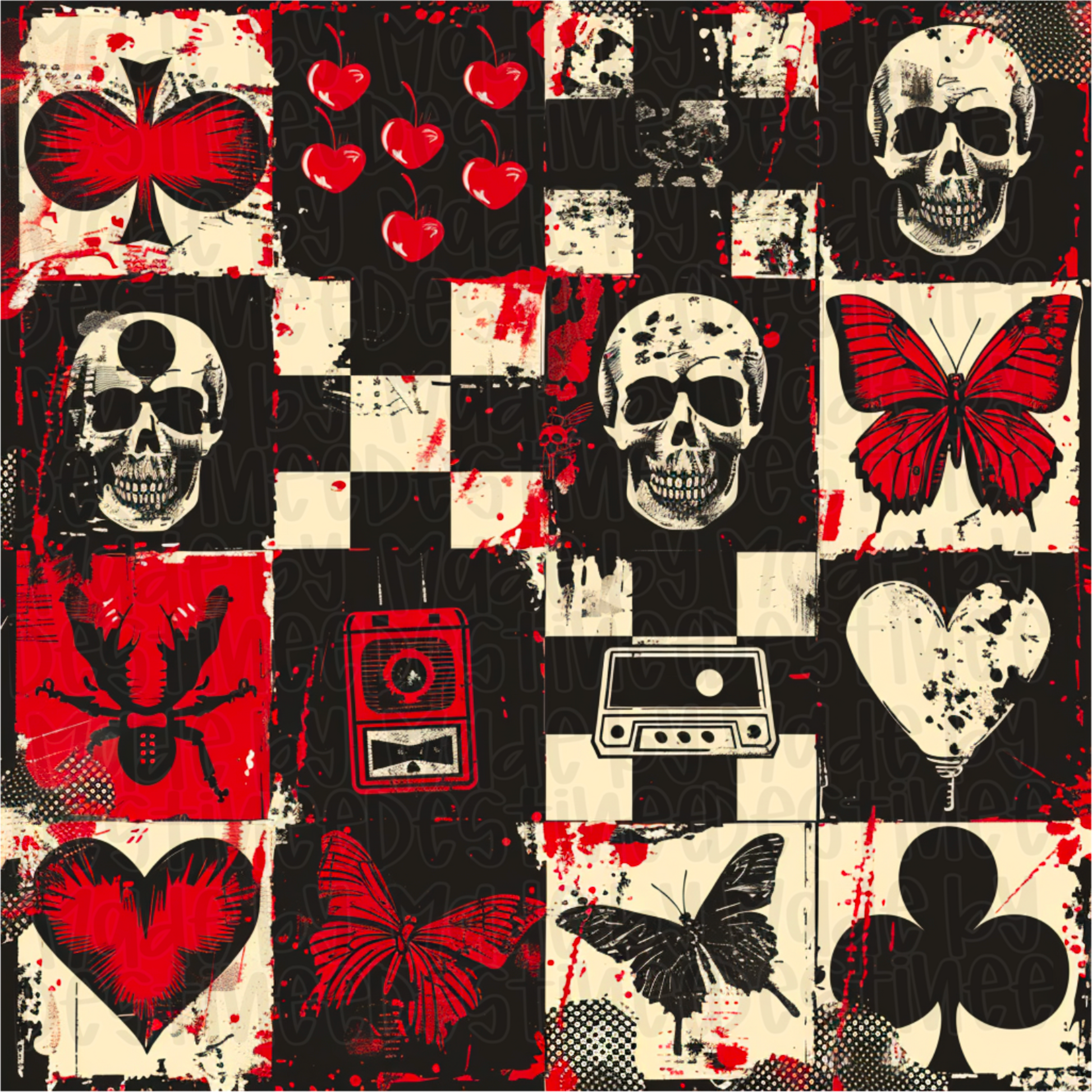 🖤 Grunge Heartbreaker Grid – Alt Collage Clipart File (PNG Digital Download)