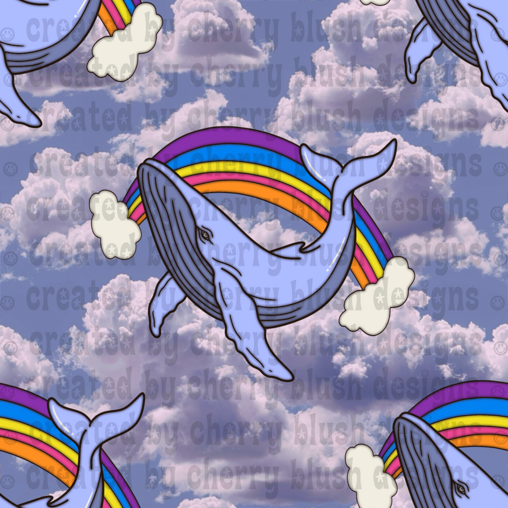 Rainbow Whale Seamless Pattern | Whale Digital Paper | Cute Ocean Seamless PNG