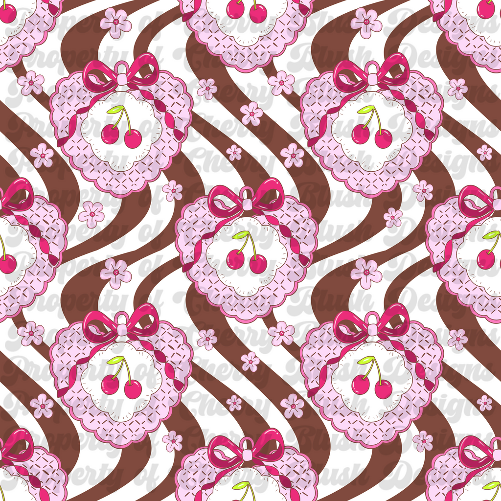 Cherry Coquette Seamless Pattern | Bows & Cherries Cute Aesthetic Background