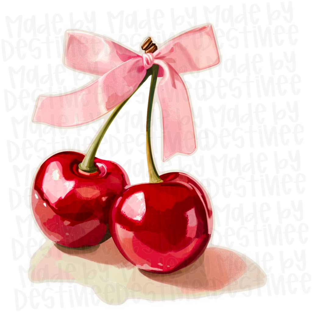 🍒 Sweet Cherry Babe – Pink Bow Cherry Clipart (PNG Digital Download)