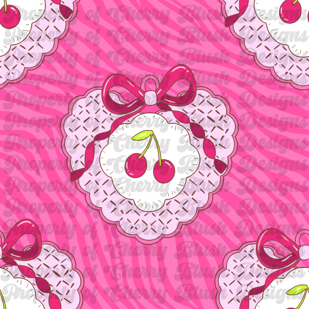 Cherry Coquette Seamless Pattern | Bows & Cherries Cute Aesthetic Background
