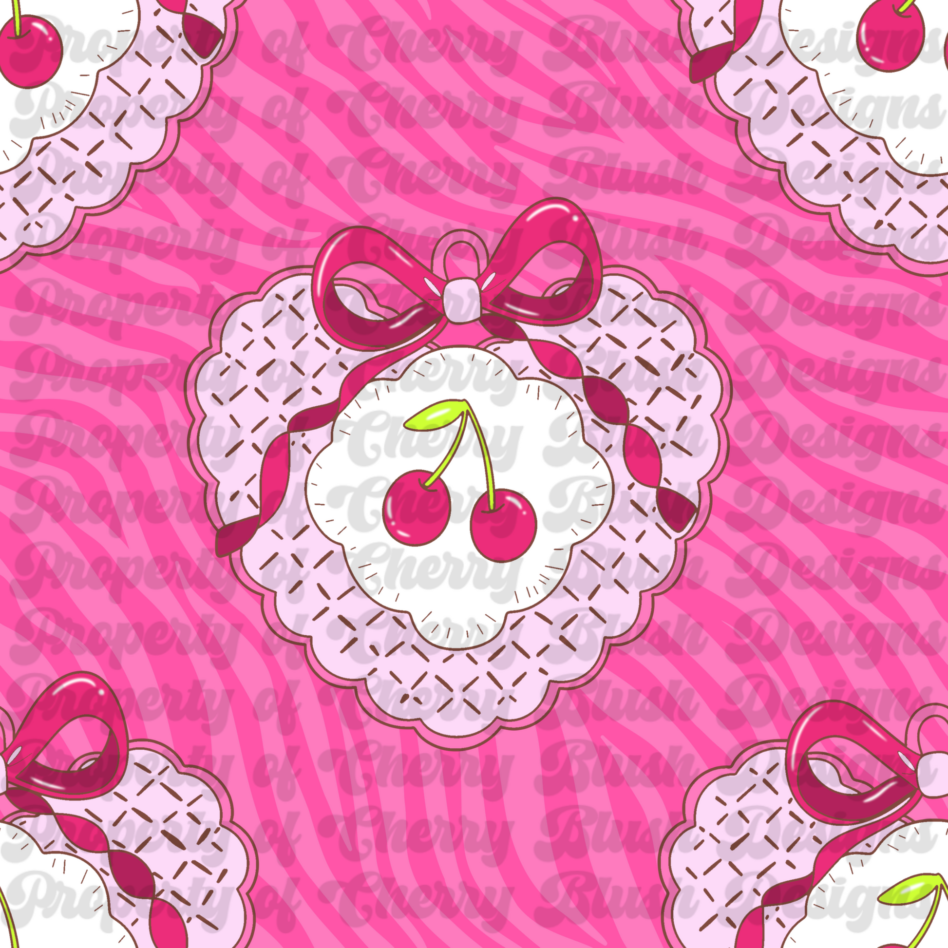 Cherry Coquette Seamless Pattern | Bows & Cherries Cute Aesthetic Background