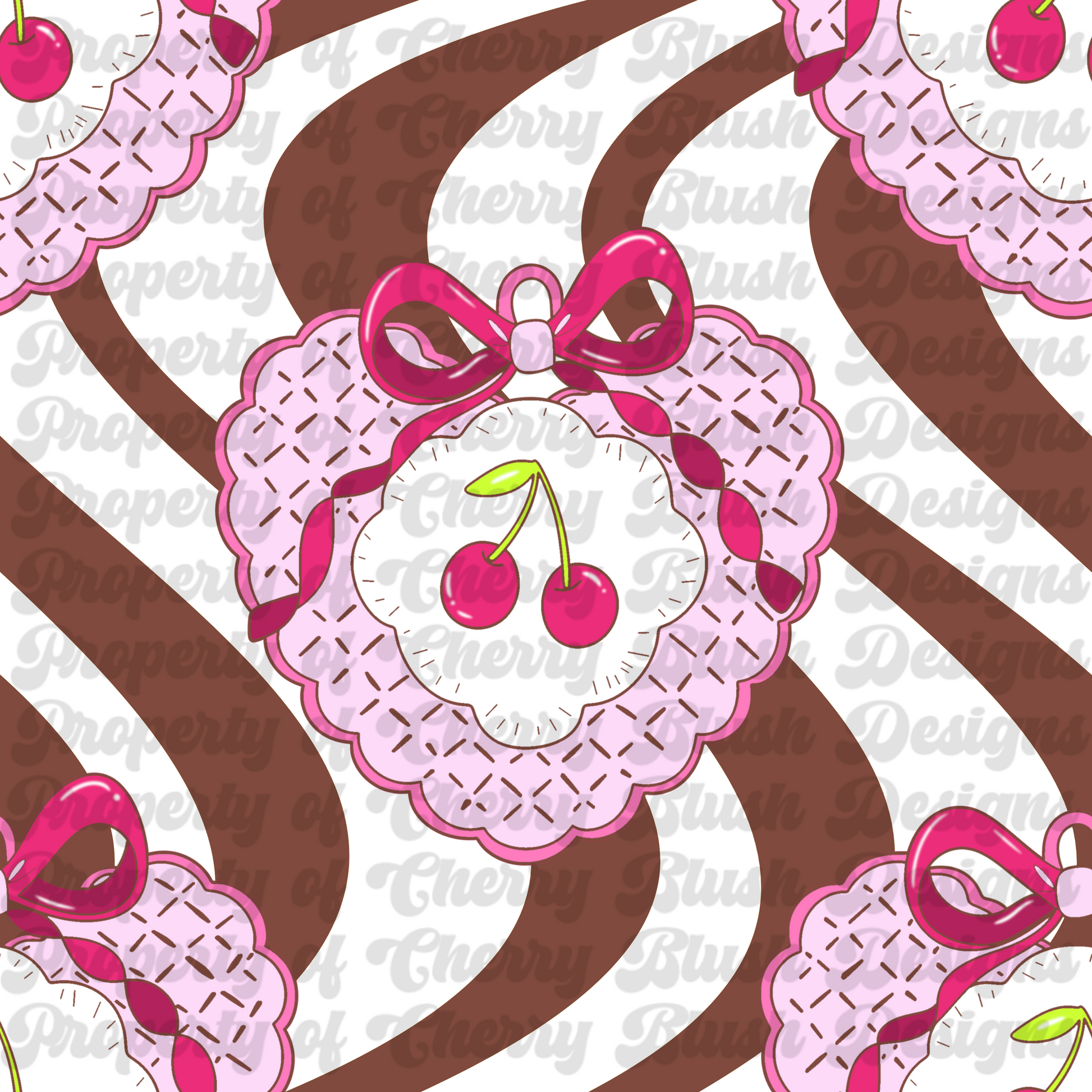 Cherry Coquette Seamless Pattern | Bows & Cherries Cute Aesthetic Background