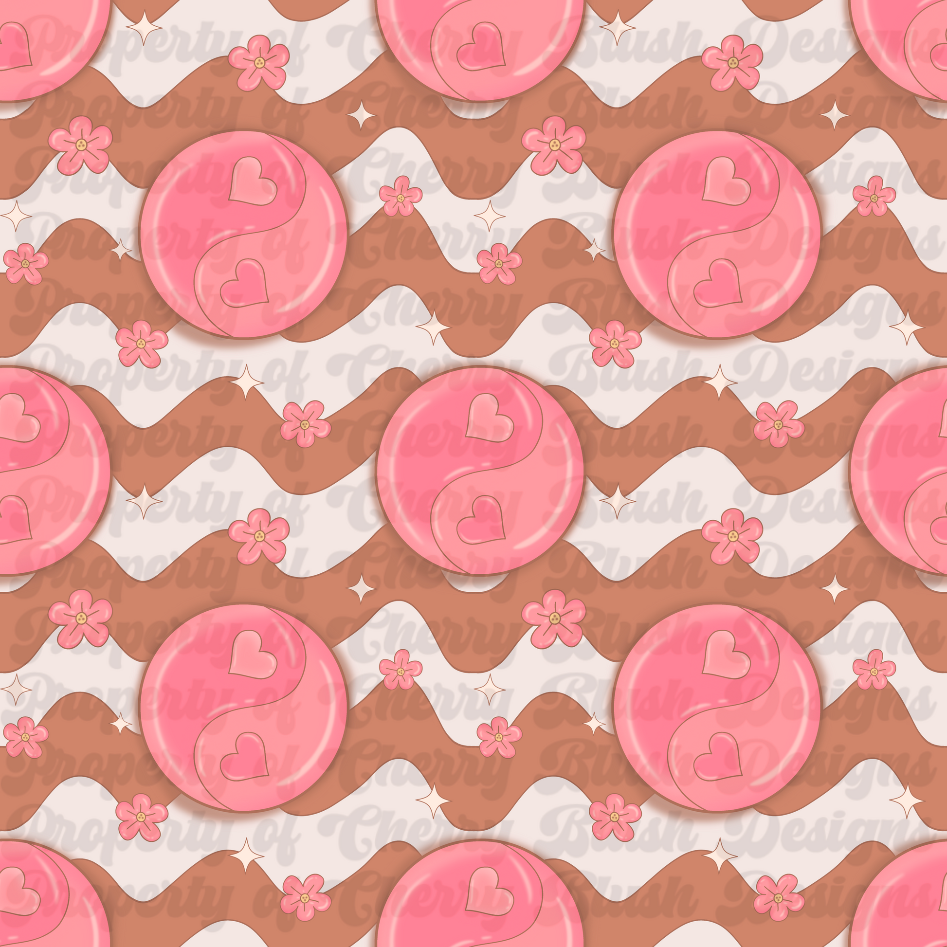 Sweet Swirl Hearts Seamless Pattern