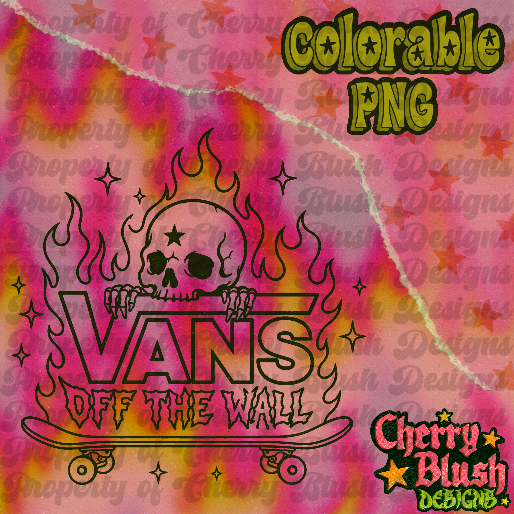 Skater Skull | Colorable PNG