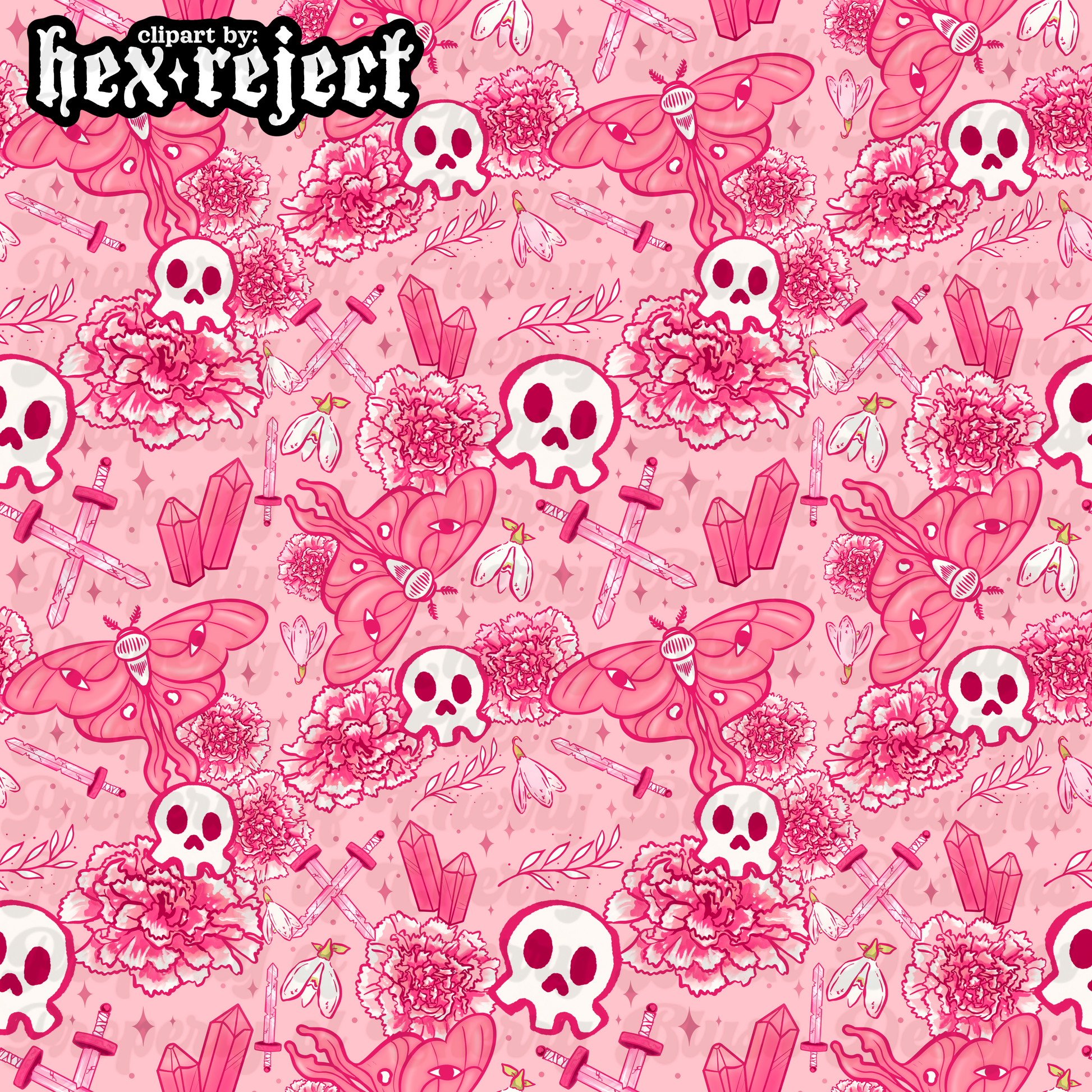 Edgy Pink Moth Paradise (Pink Background)