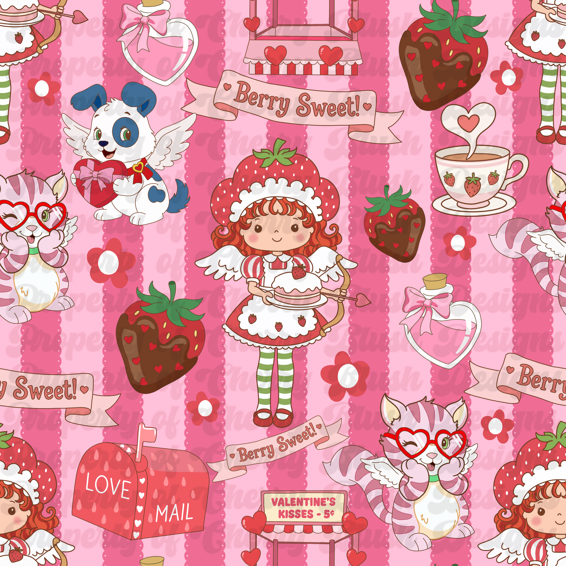 Berry Sweet Valentine Seamless Pattern