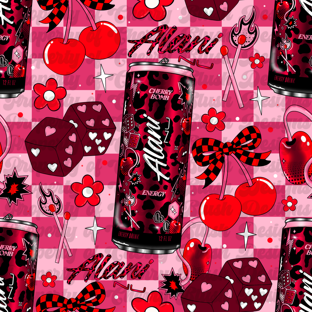 Cherry Bomb Energy Seamless Pattern