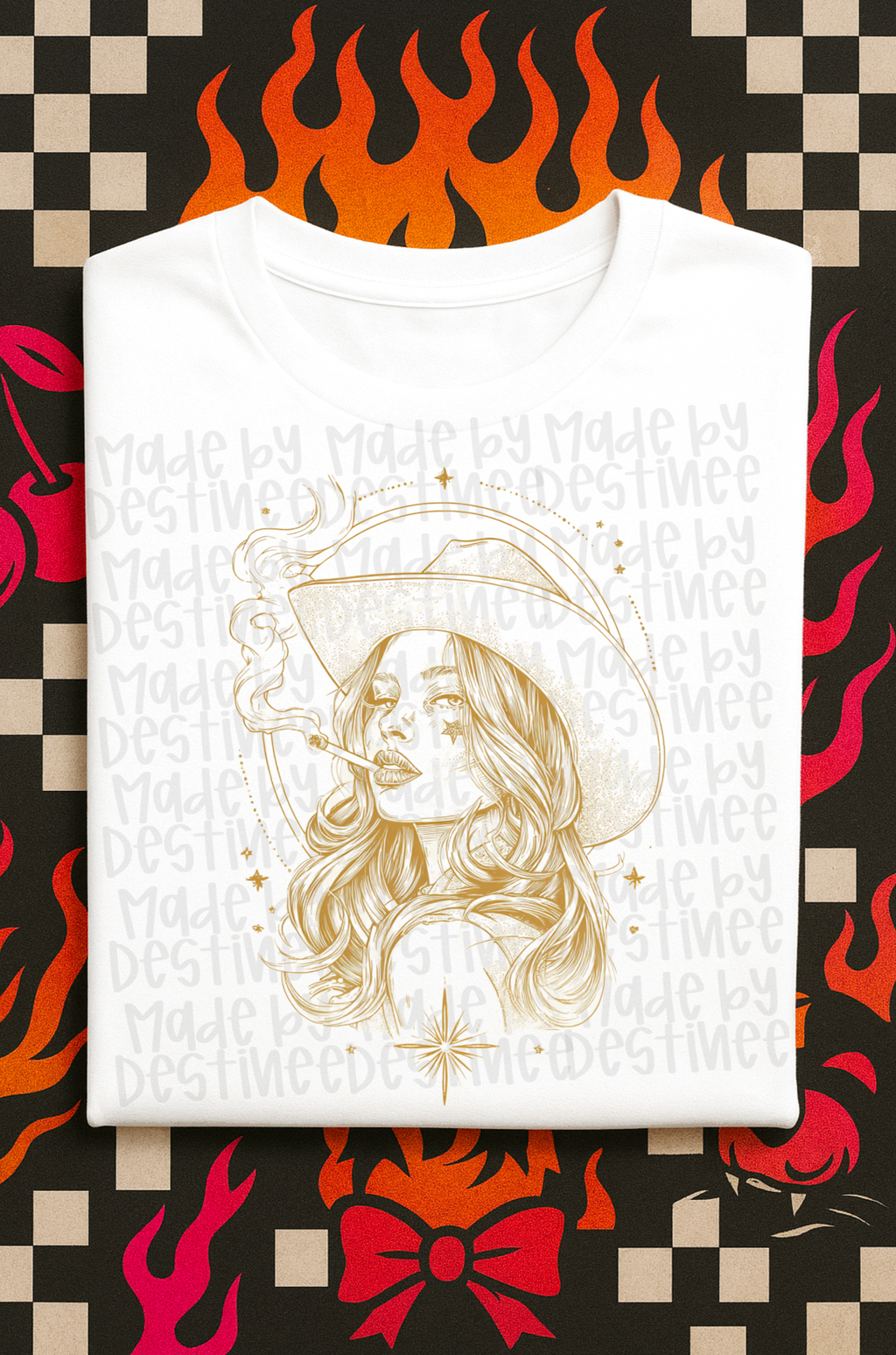 🤠 Western Smoke Babe – Line Art Cowgirl PNG Clipart (Digital File Only)