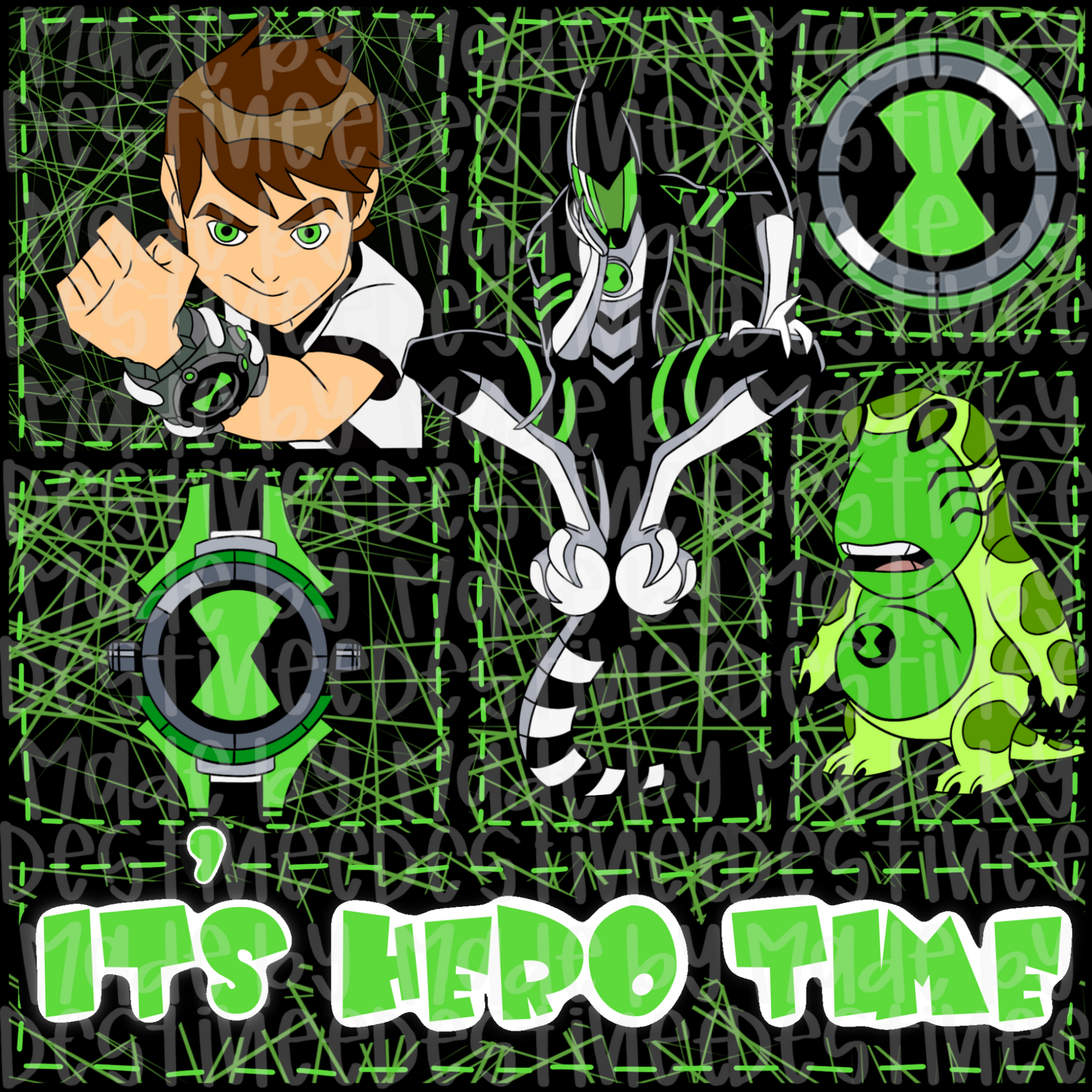 Ben 10 Digital PNG | “It’s Hero Time” Cartoon Design for Sublimation & Crafts
