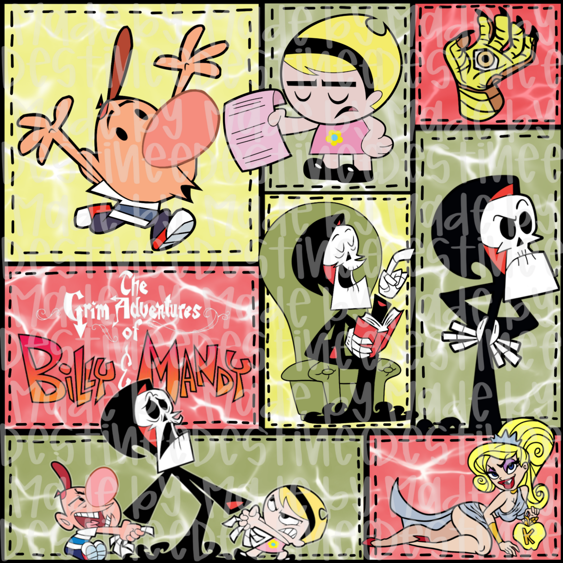 Billy & Mandy Digital Seamless PNG | Grim Adventures Cartoon Design for Sublimation & Crafts