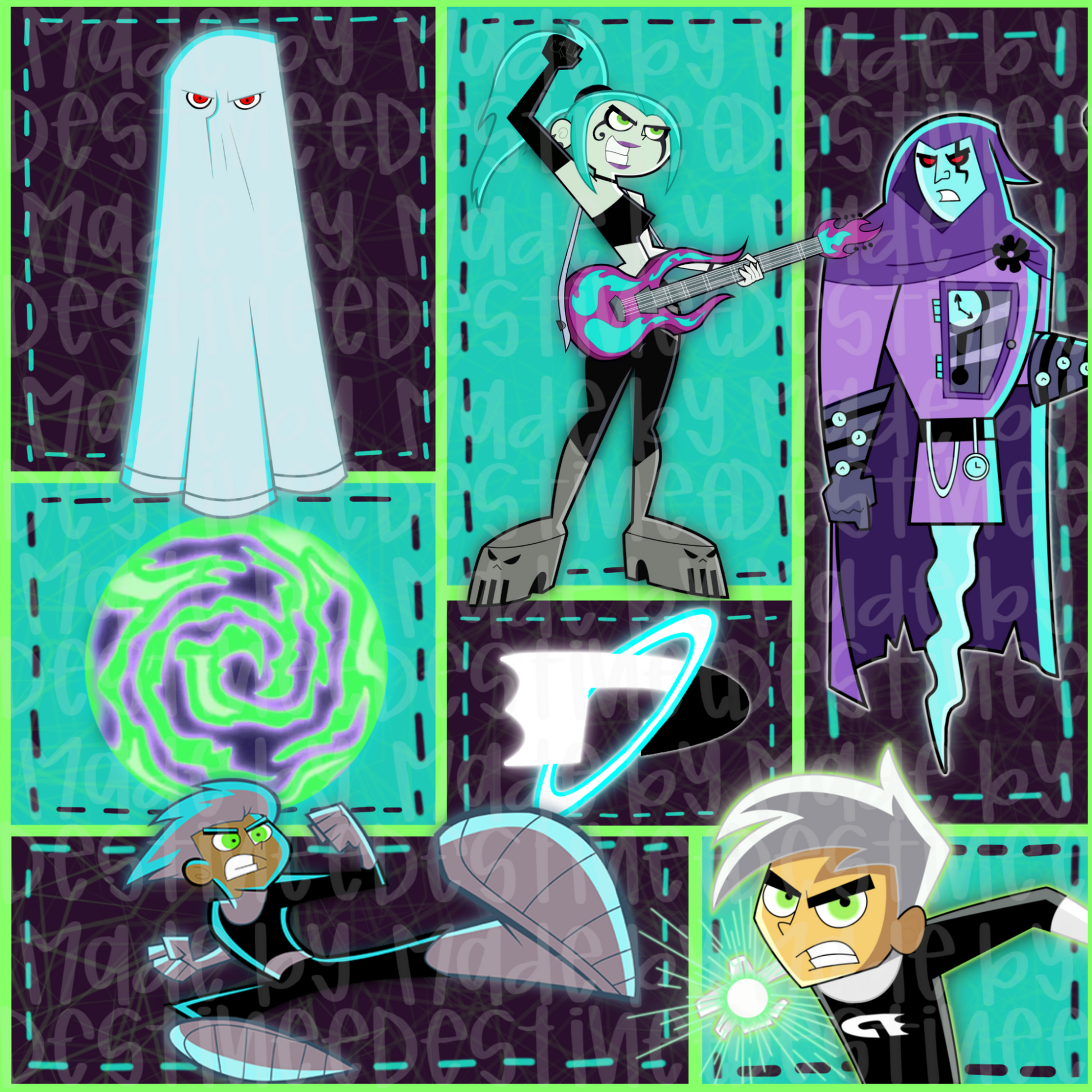 Danny Phantom Seamless Pattern | Ghost Portal & Characters Digital Design for Sublimation & Crafts